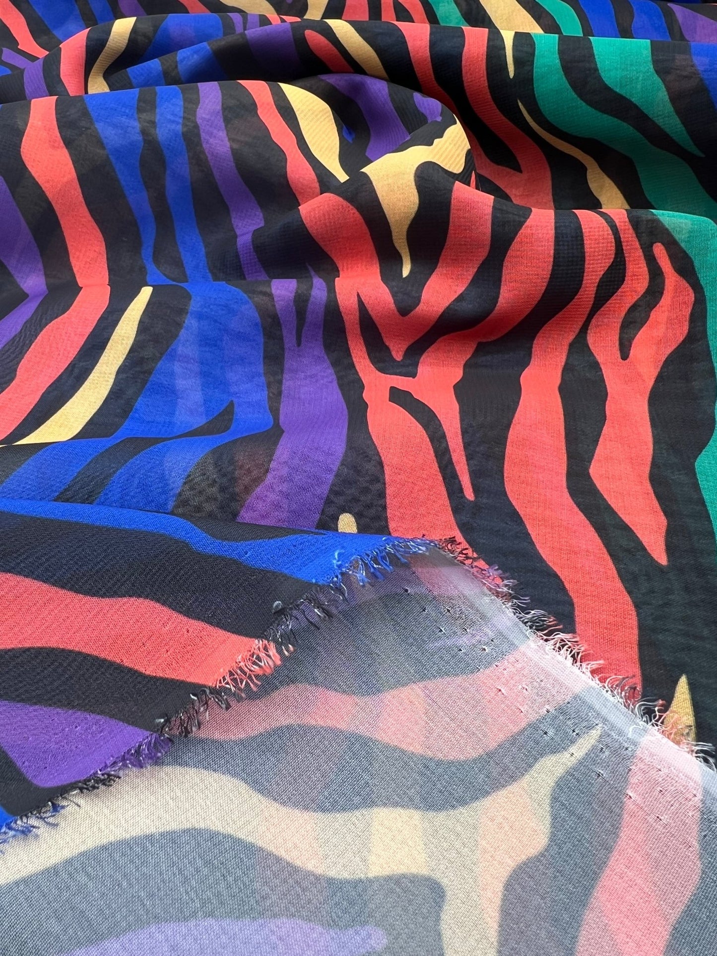 Bright Animal Mix Printed Chiffon Dress Fabric - T9 Fabrics
