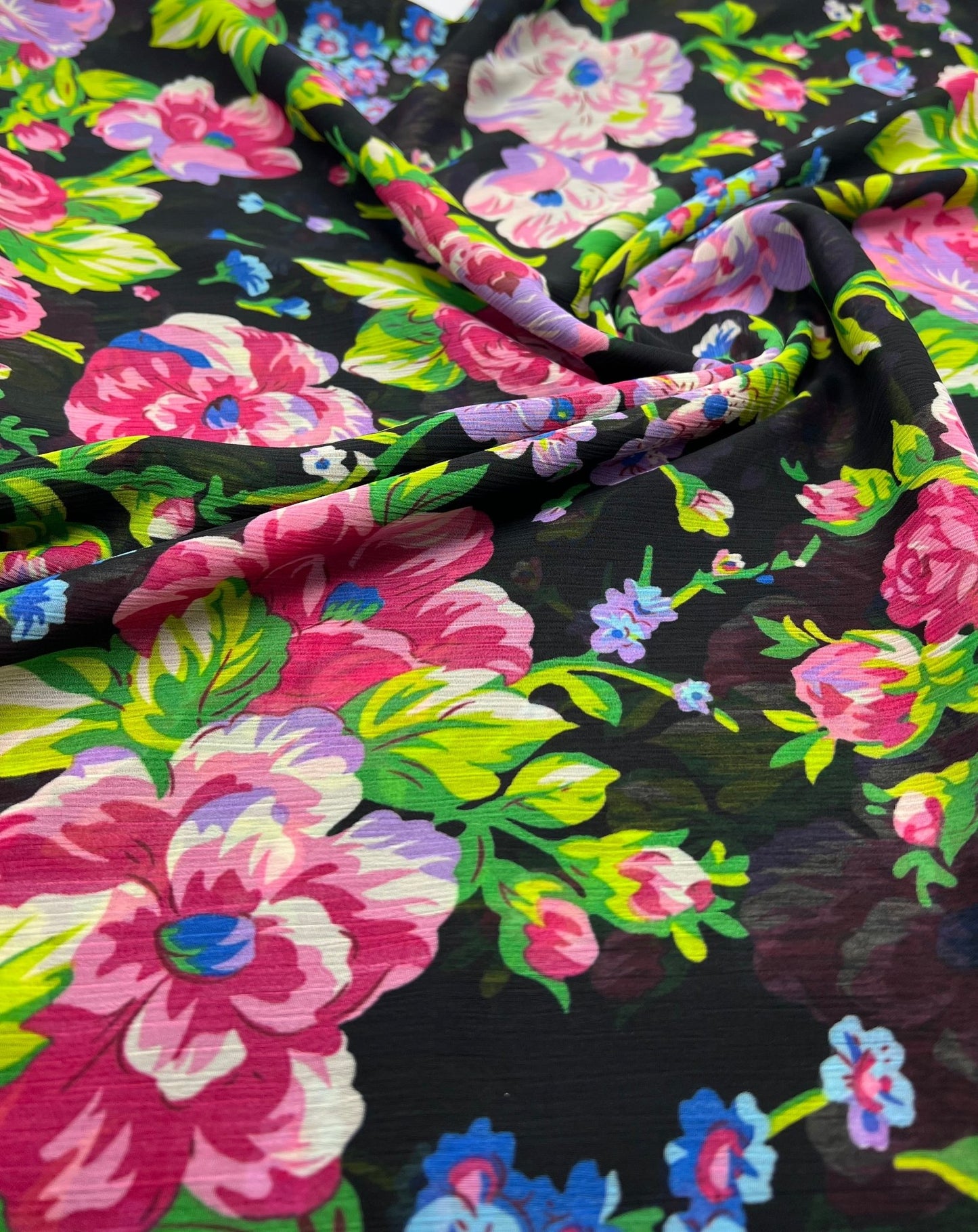 Bright Floral Green Leaves Printed Chiffon Dress Fabric - T9 Fabrics