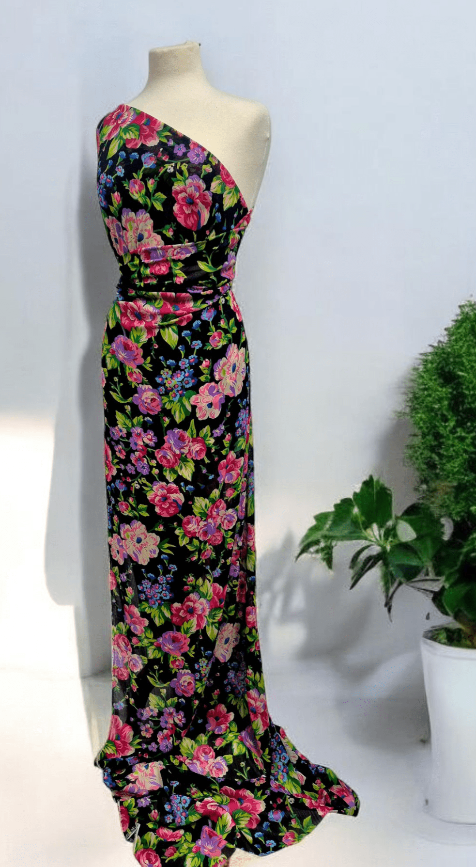 Bright Floral Green Leaves Printed Chiffon Dress Fabric - T9 Fabrics