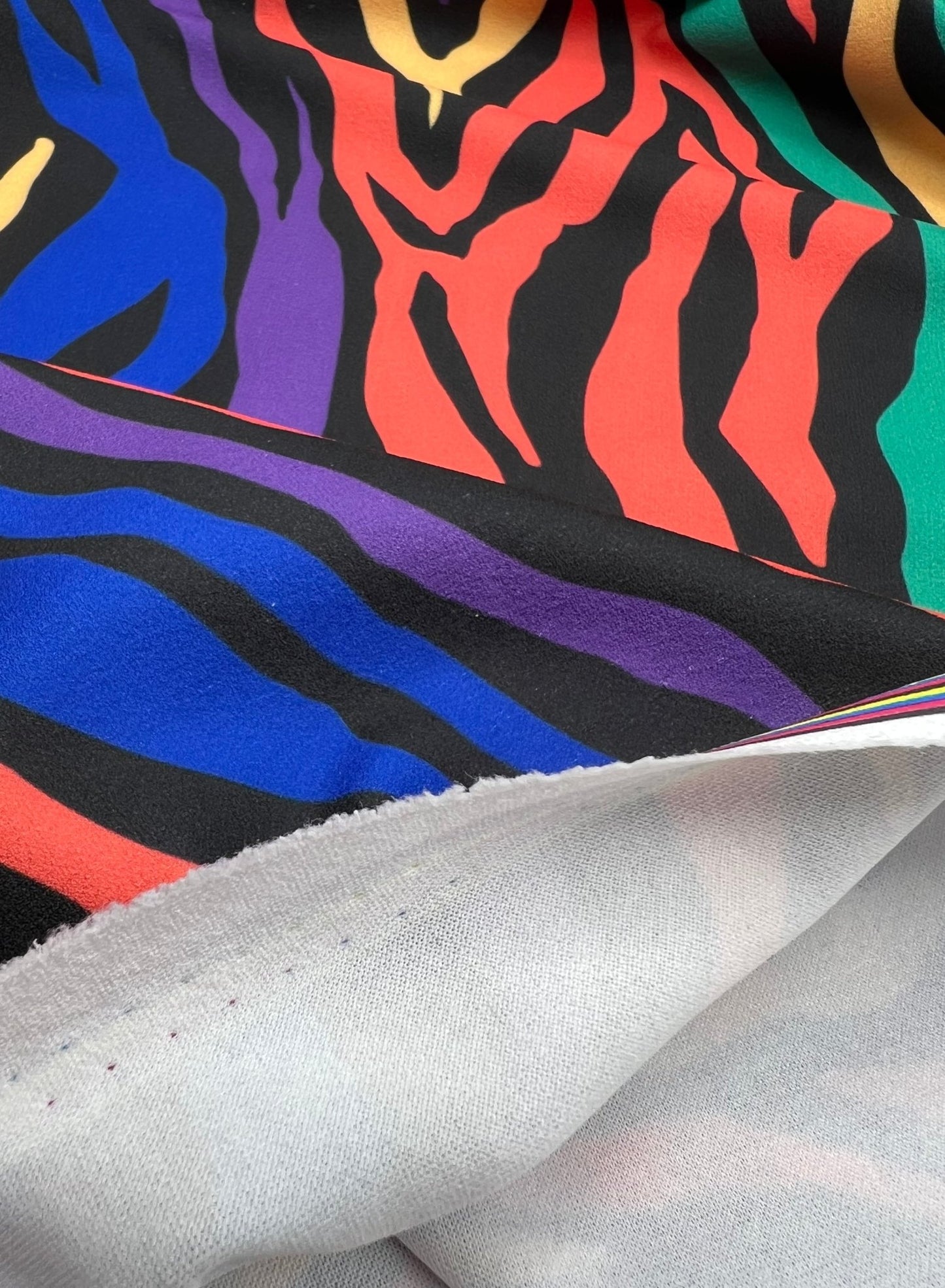Bright Multi Animal Printed Scuba Crepe Jersey Fabric 4 Way Stretch - T9 Fabrics