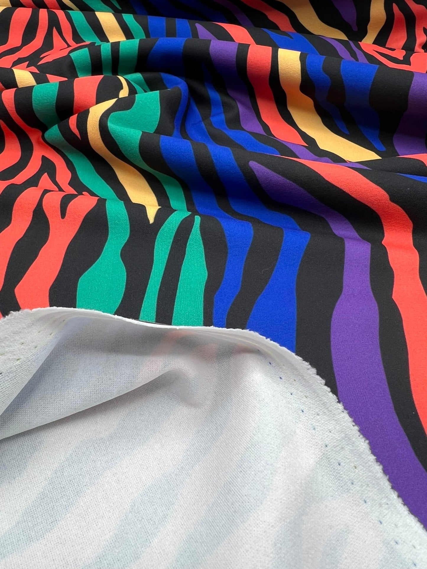Bright Multi Animal Printed Scuba Crepe Jersey Fabric 4 Way Stretch - T9 Fabrics