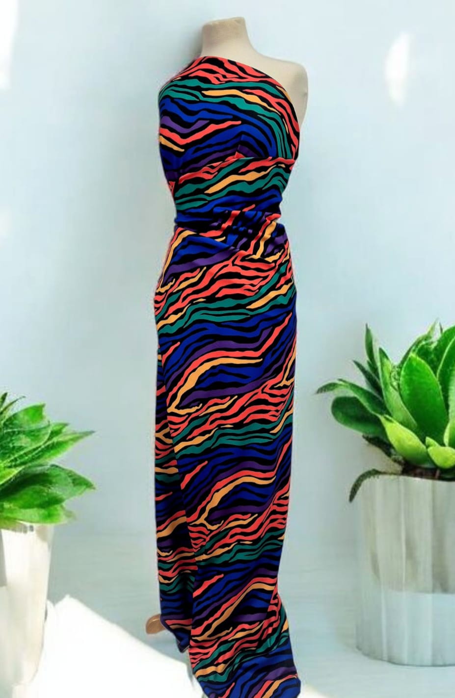 Bright Multi Animal Printed Scuba Crepe Jersey Fabric 4 Way Stretch - T9 Fabrics