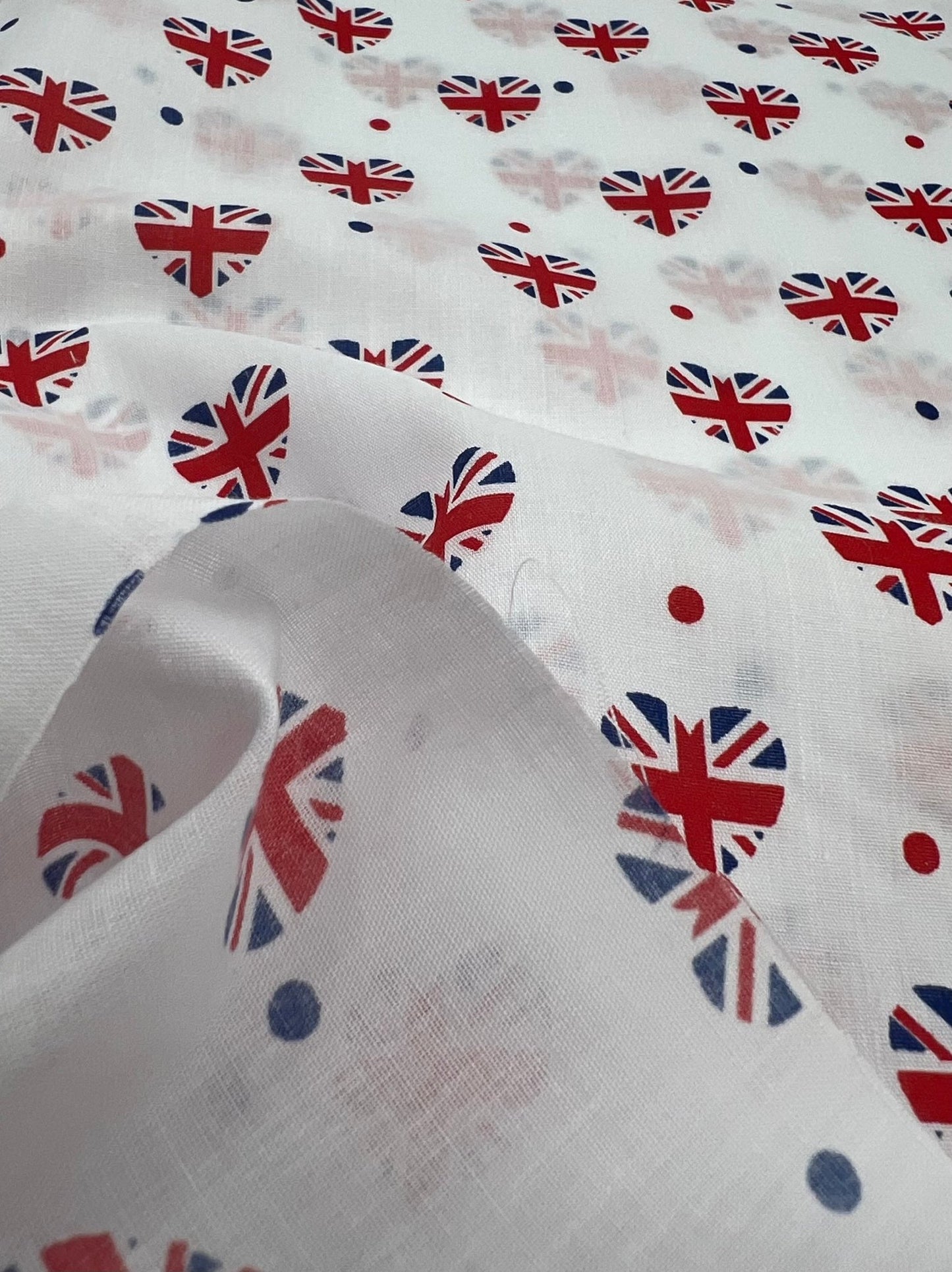 British Hearts Printed Poly Cotton 90 GSM 80/20 44 Inch Non Stretch - T9 Fabrics
