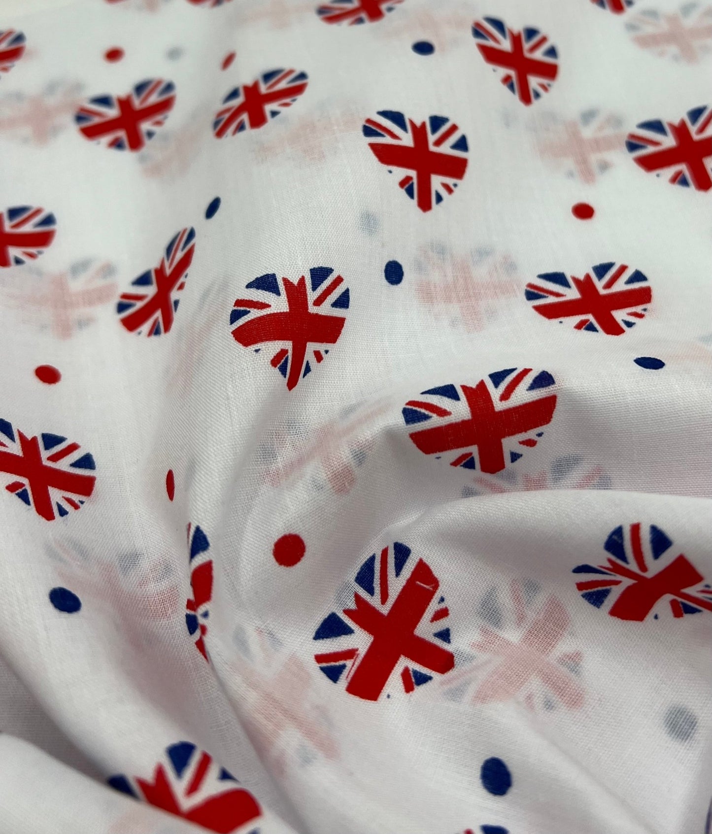 British Hearts Printed Poly Cotton 90 GSM 80/20 44 Inch Non Stretch - T9 Fabrics