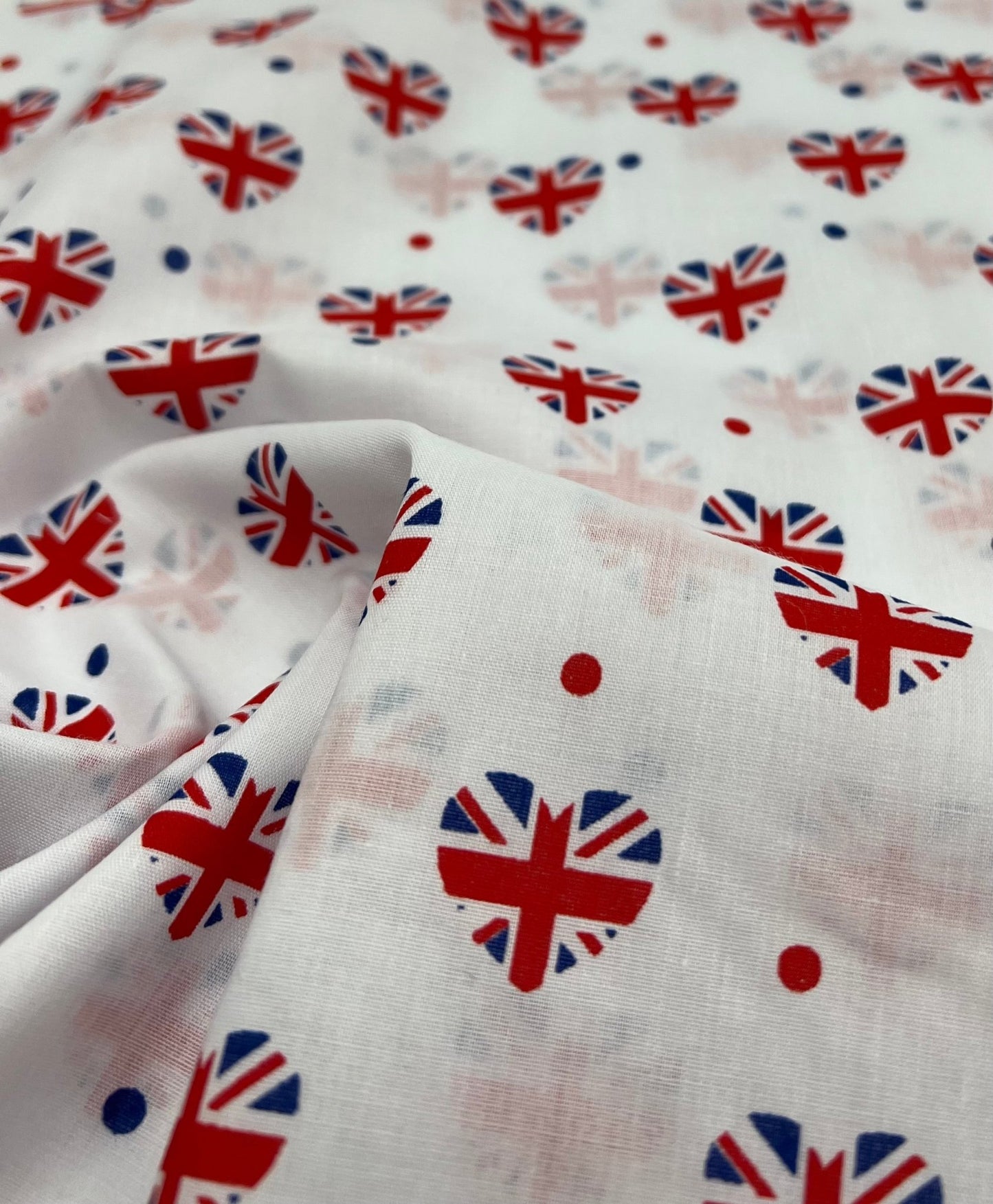 British Hearts Printed Poly Cotton 90 GSM 80/20 44 Inch Non Stretch - T9 Fabrics
