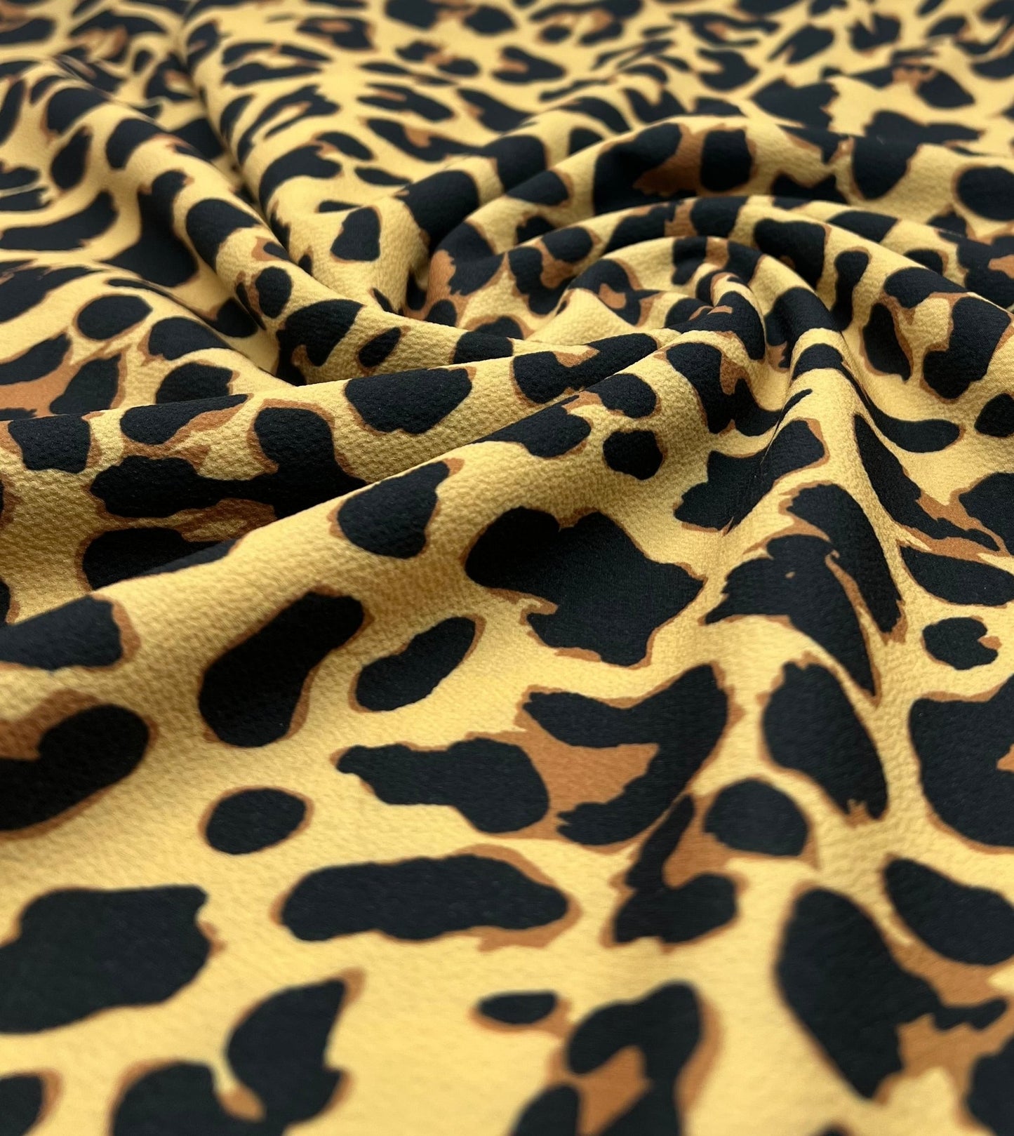 Brown Animal Print Lightweight Bubble Crepe Fabric - T9 Fabrics
