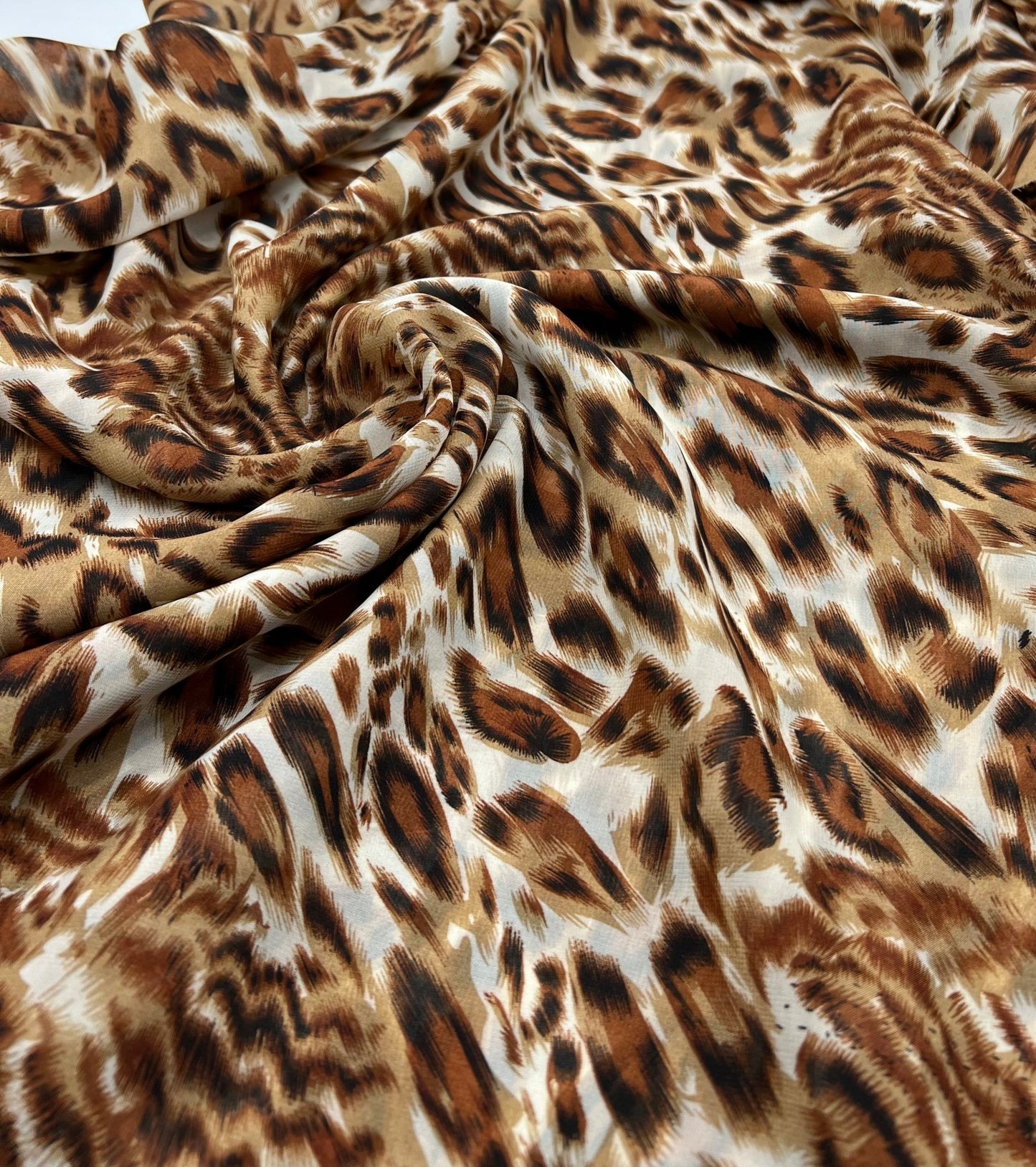 Brown Animal Printed Chiffon Dress Fabric - T9 Fabrics