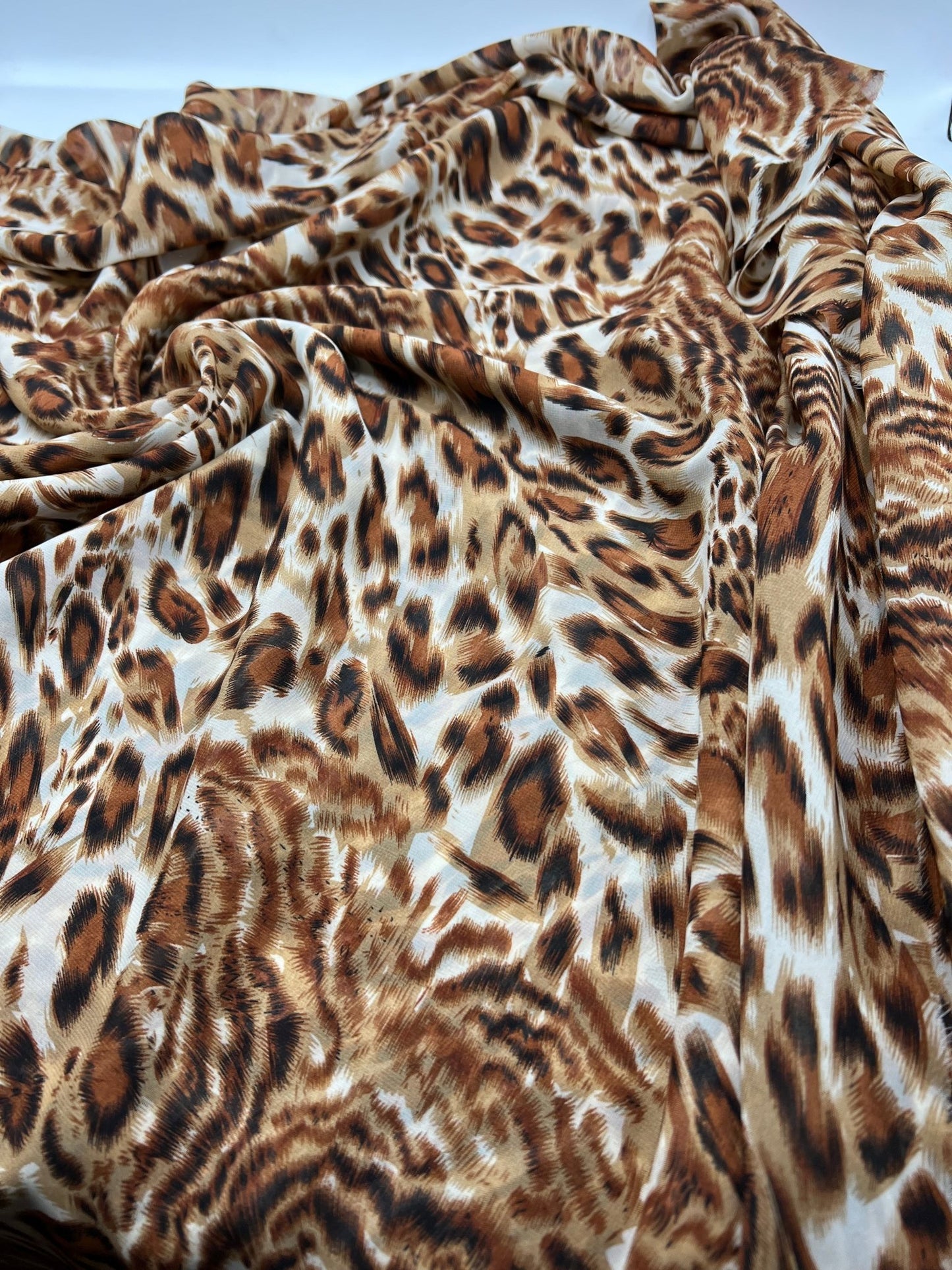 Brown Animal Printed Chiffon Dress Fabric - T9 Fabrics