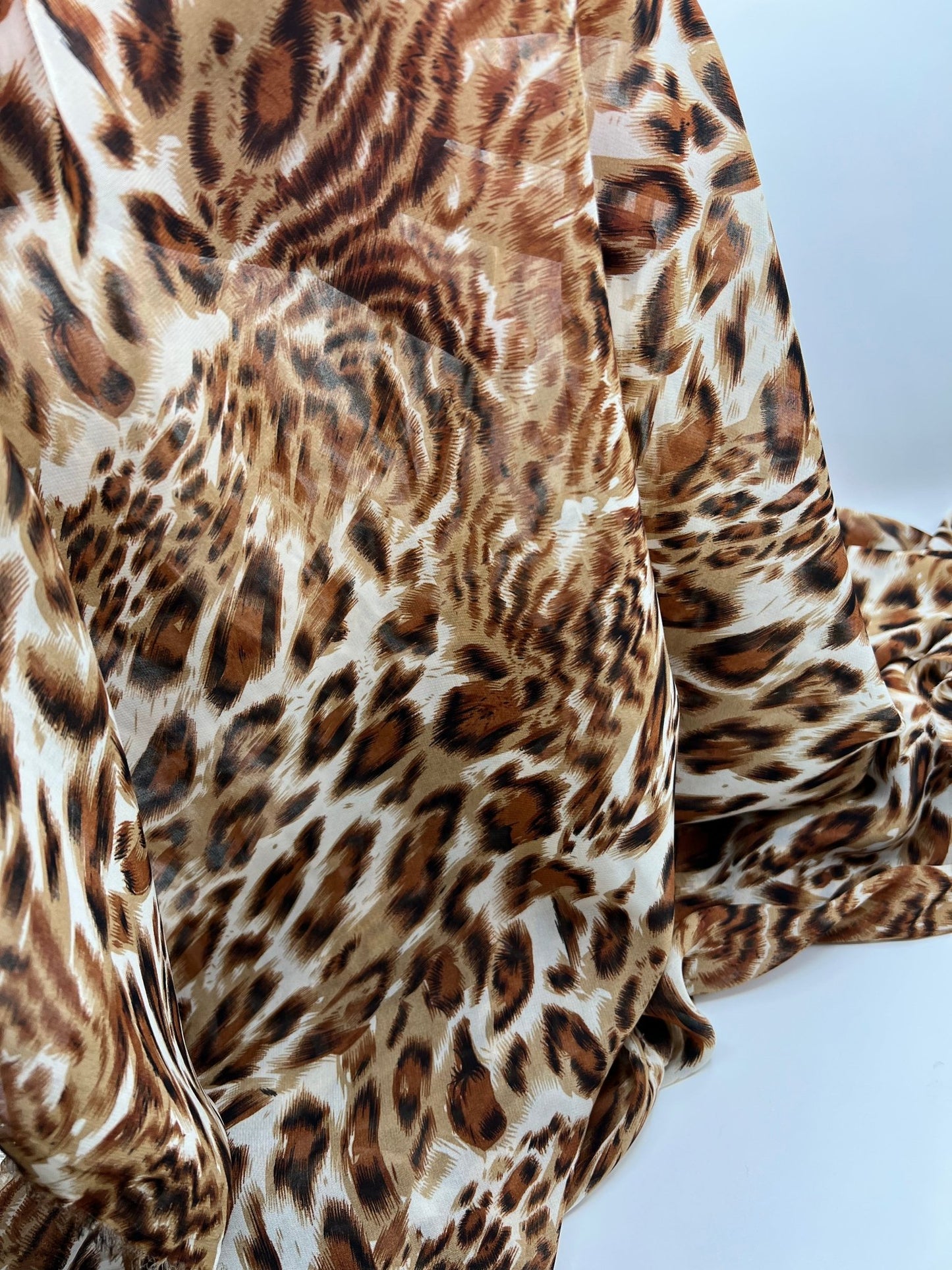 Brown Animal Printed Chiffon Dress Fabric - T9 Fabrics