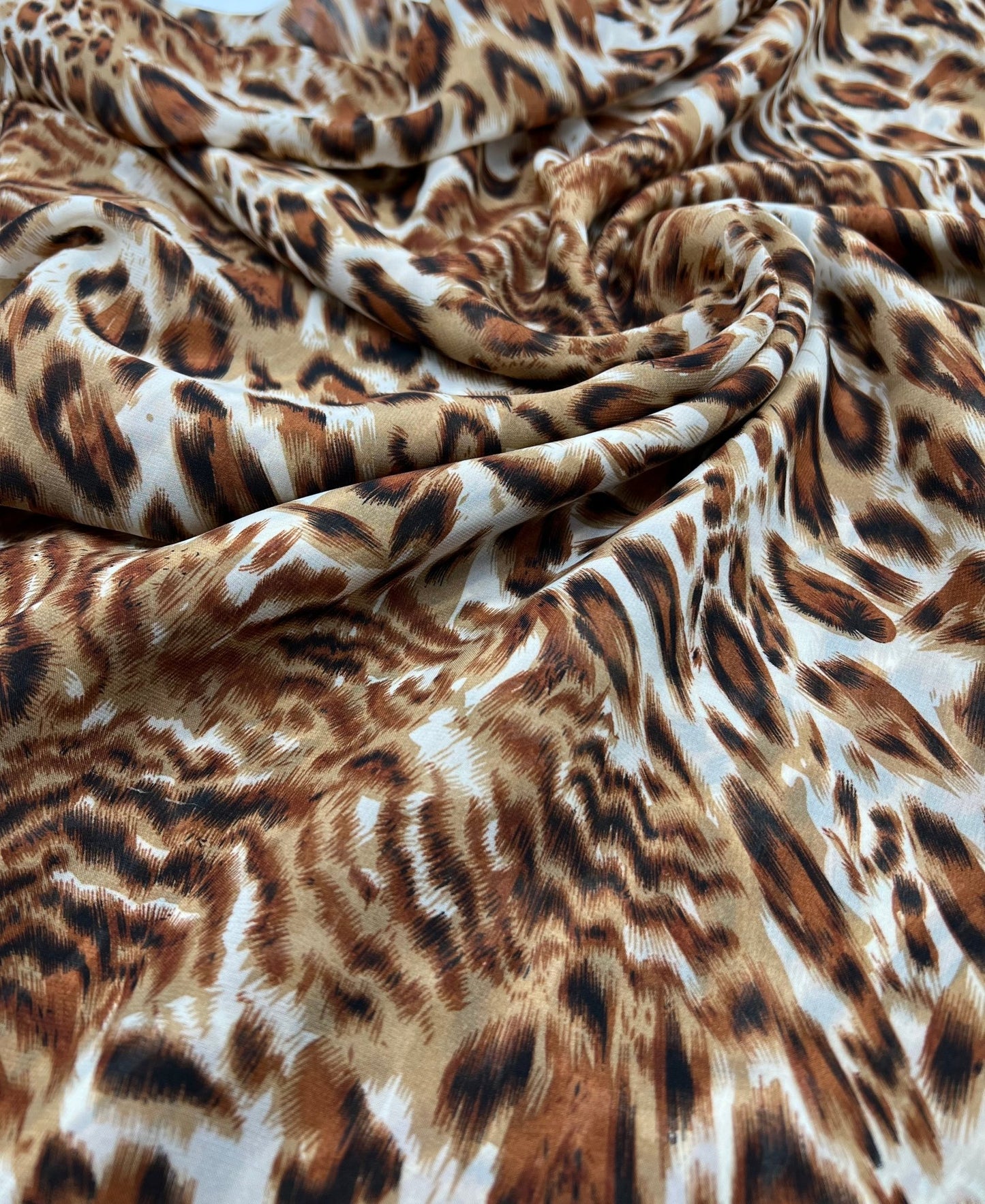 Brown Animal Printed Chiffon Dress Fabric - T9 Fabrics