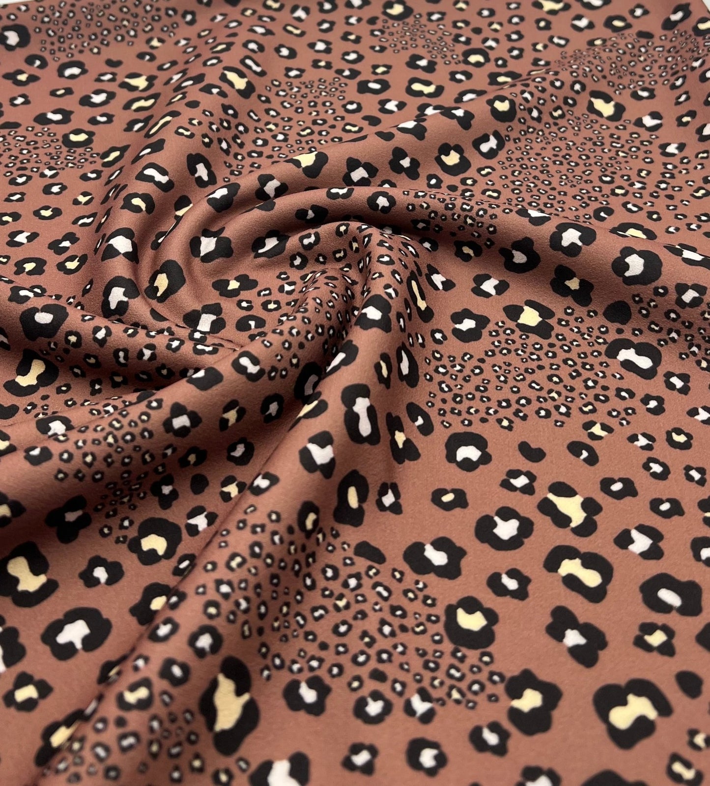 Brown Animal Printed Scuba Crepe Jersey Fabric 4 Way Stretch - T9 Fabrics