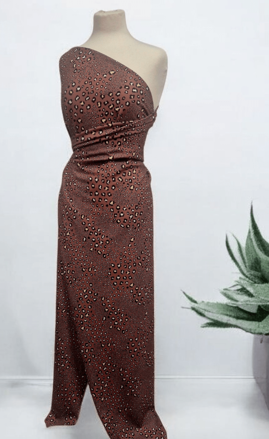 Brown Animal Printed Scuba Crepe Jersey Fabric 4 Way Stretch - T9 Fabrics