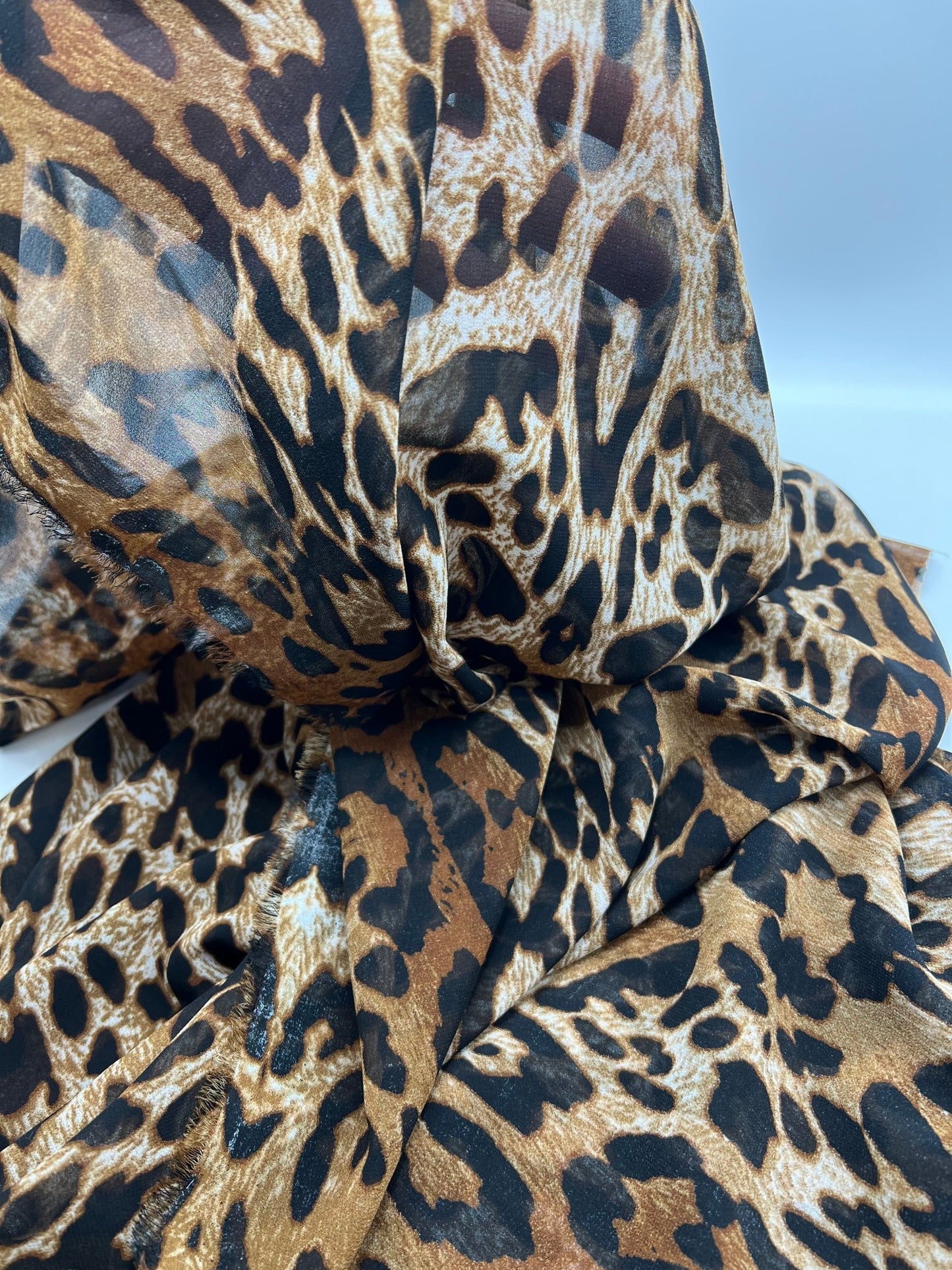 Brown Black Animal Printed Chiffon Dress Fabric - T9 Fabrics