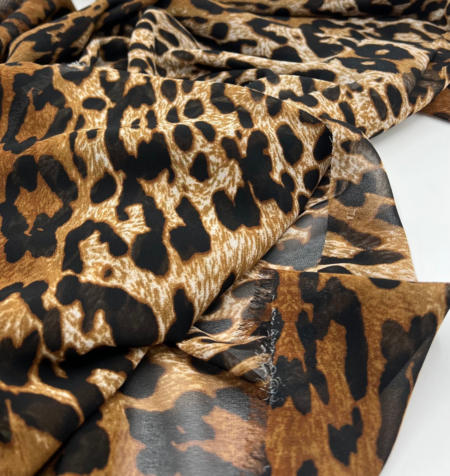 Brown Black Animal Printed Chiffon Dress Fabric - T9 Fabrics