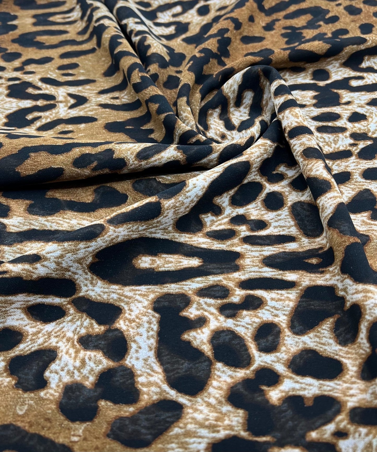 Brown Black Animal Printed Chiffon Dress Fabric - T9 Fabrics