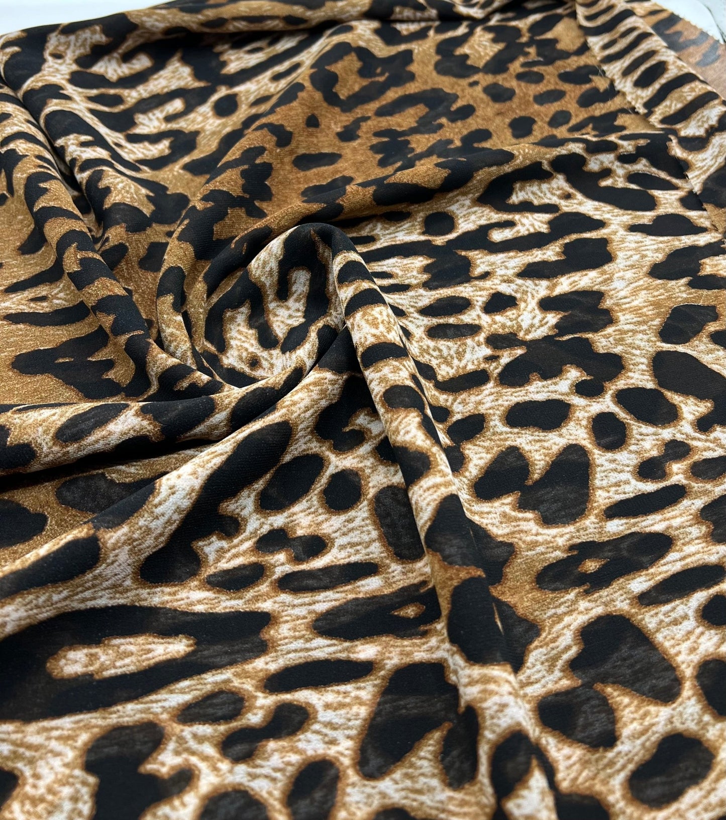 Brown Black Animal Printed Chiffon Dress Fabric - T9 Fabrics
