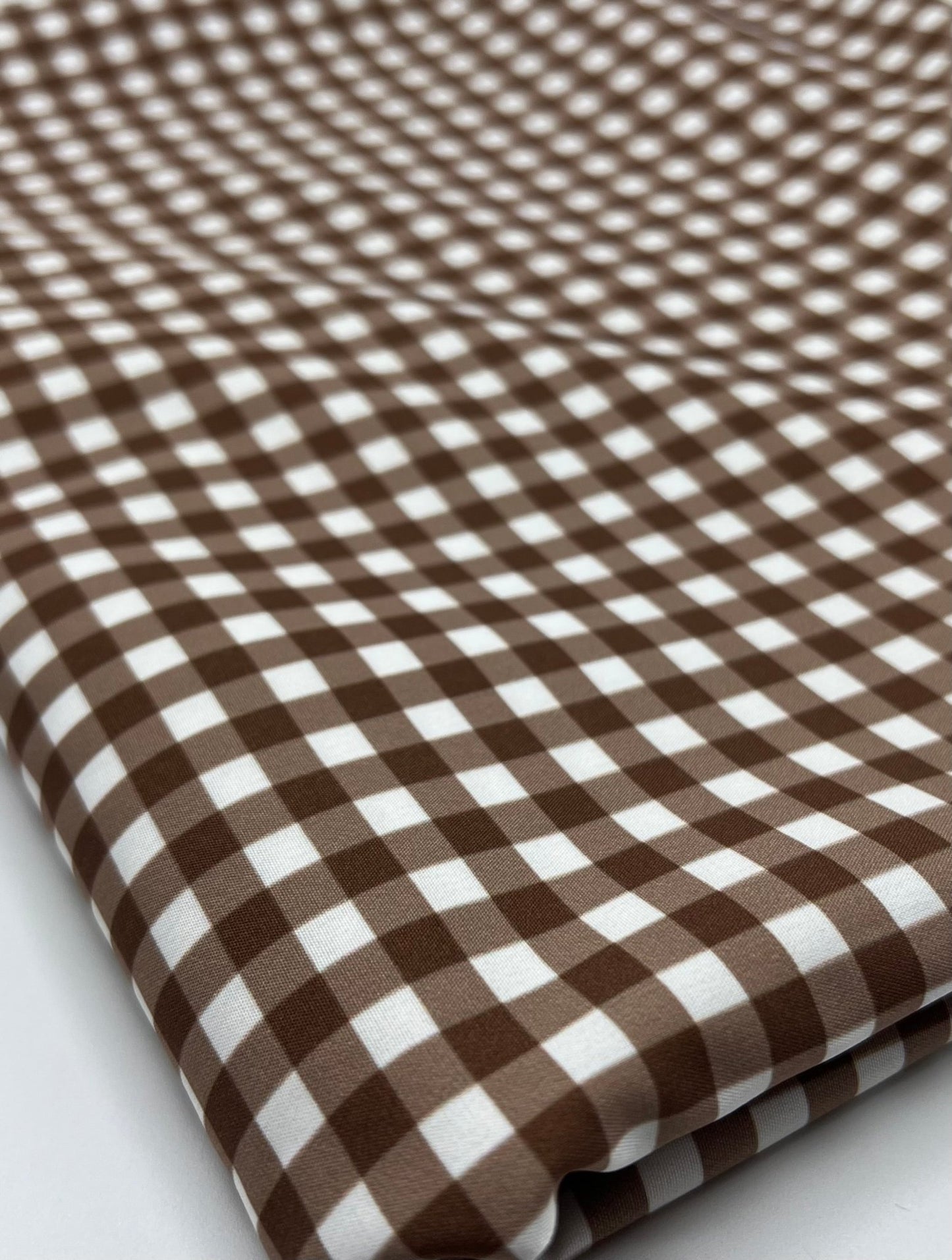 Brown Gingham Non Stretch Woven Fabric - T9 Fabrics
