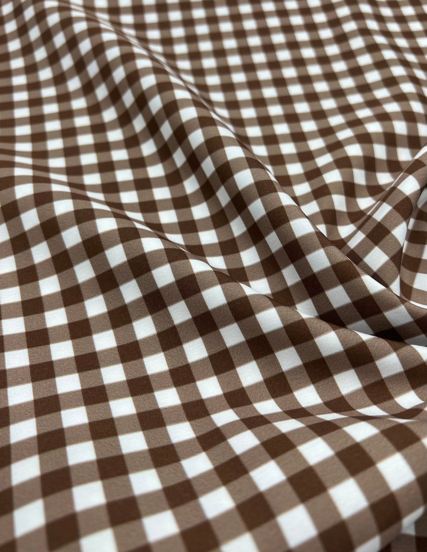 Brown Gingham Non Stretch Woven Fabric - T9 Fabrics