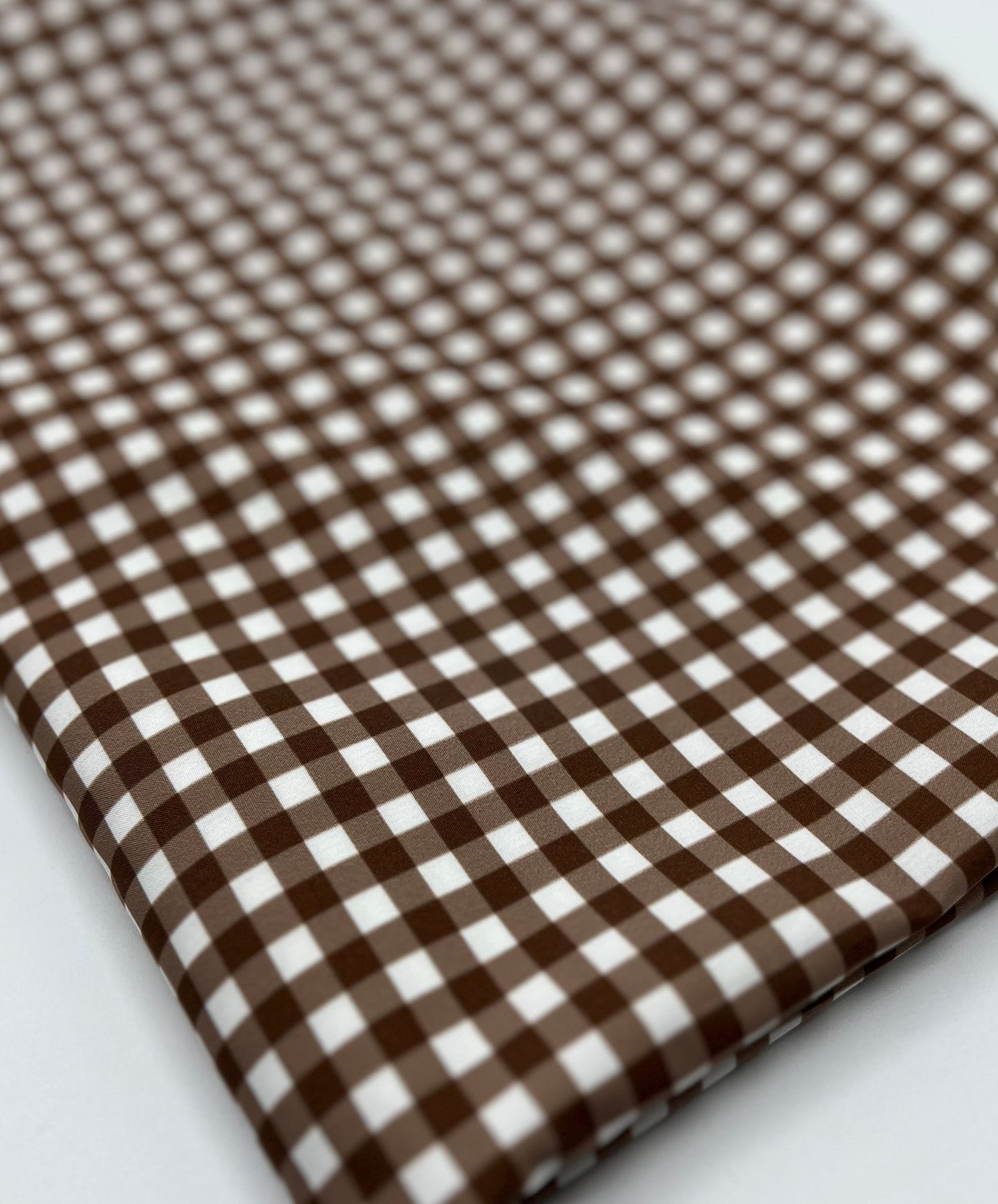 Brown Gingham Non Stretch Woven Fabric - T9 Fabrics