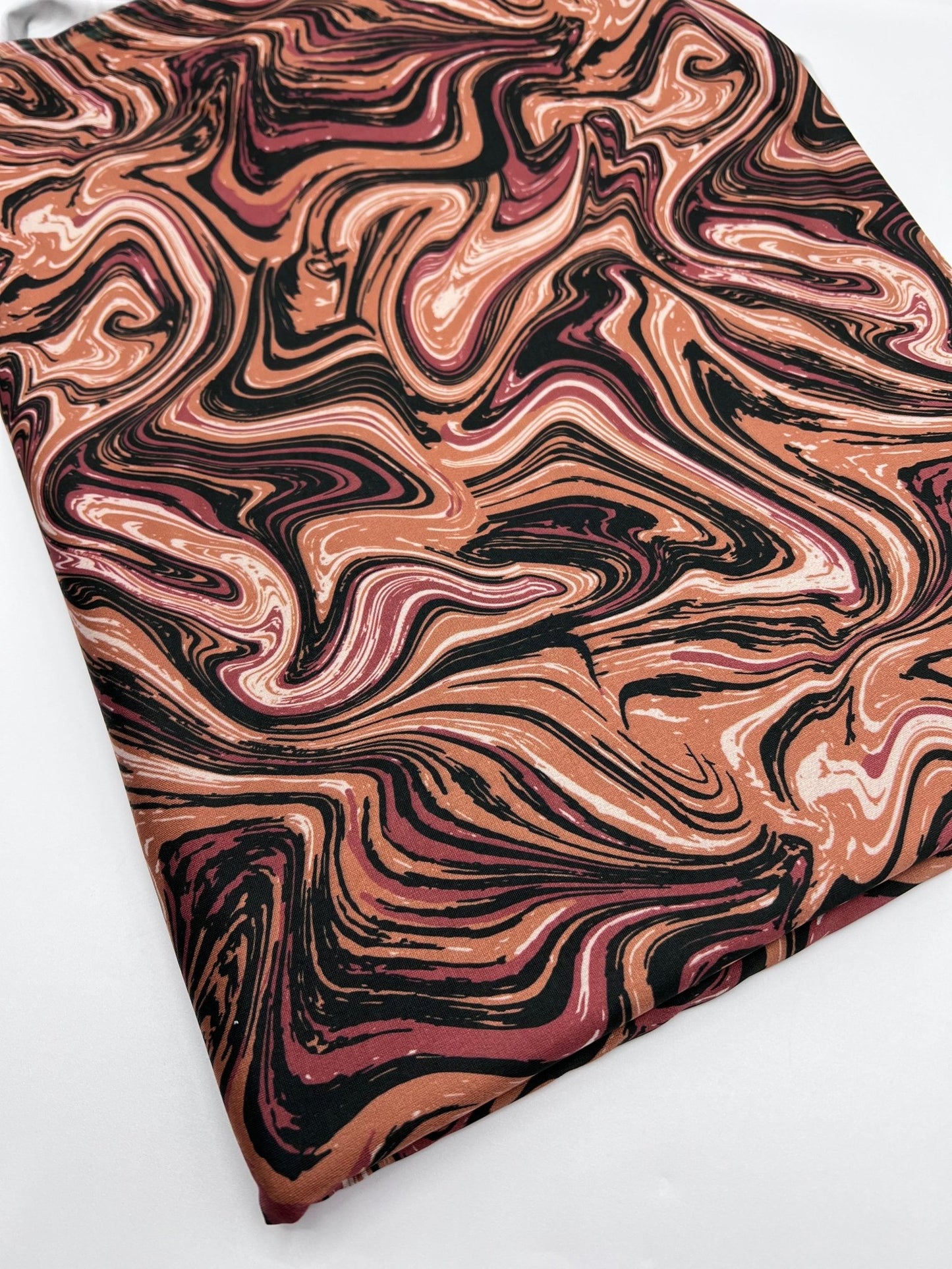 Brown Marble Effect Print Soft Touch 4 Way Stretch Fabric - T9 Fabrics