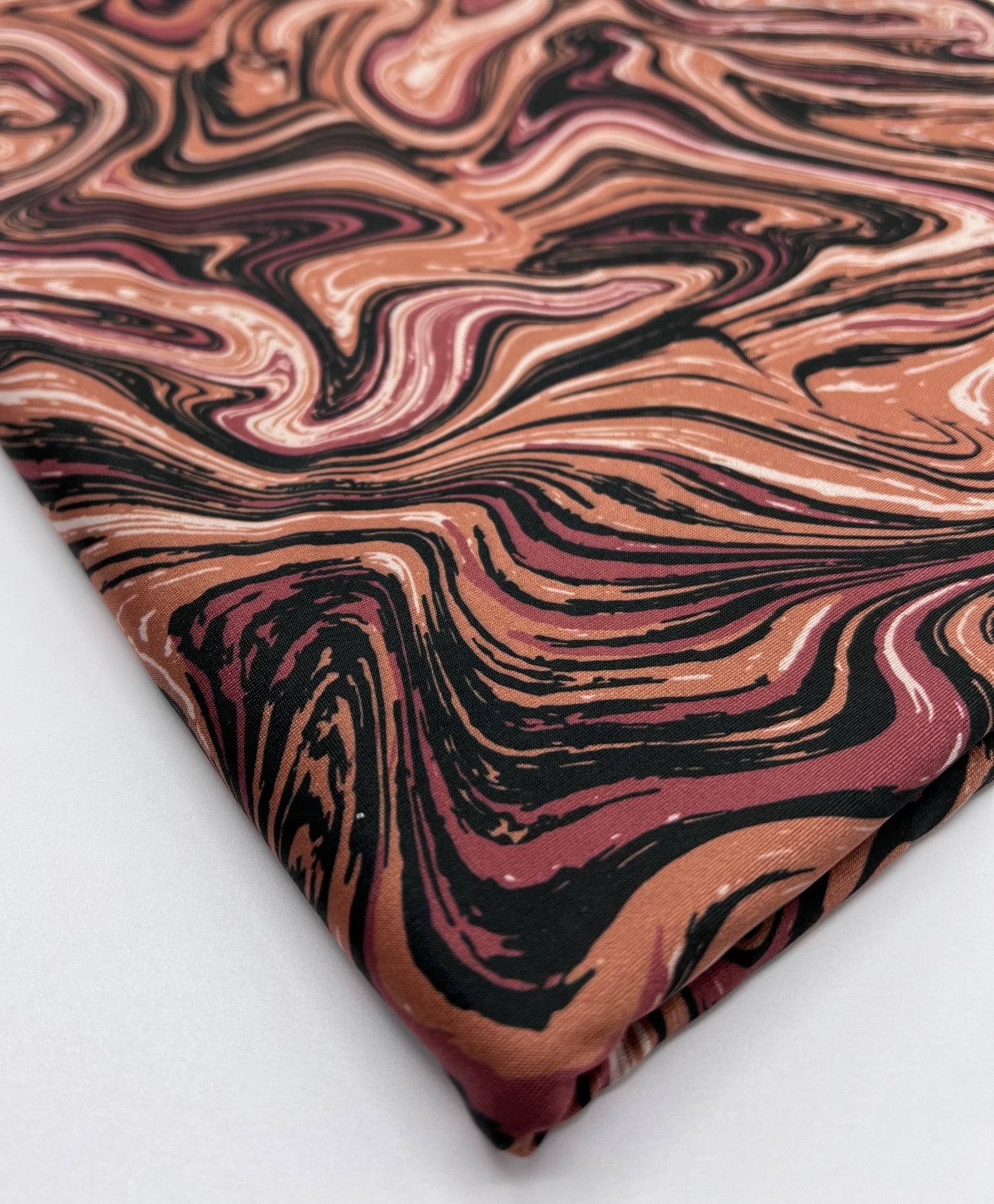 Brown Marble Effect Print Soft Touch 4 Way Stretch Fabric - T9 Fabrics