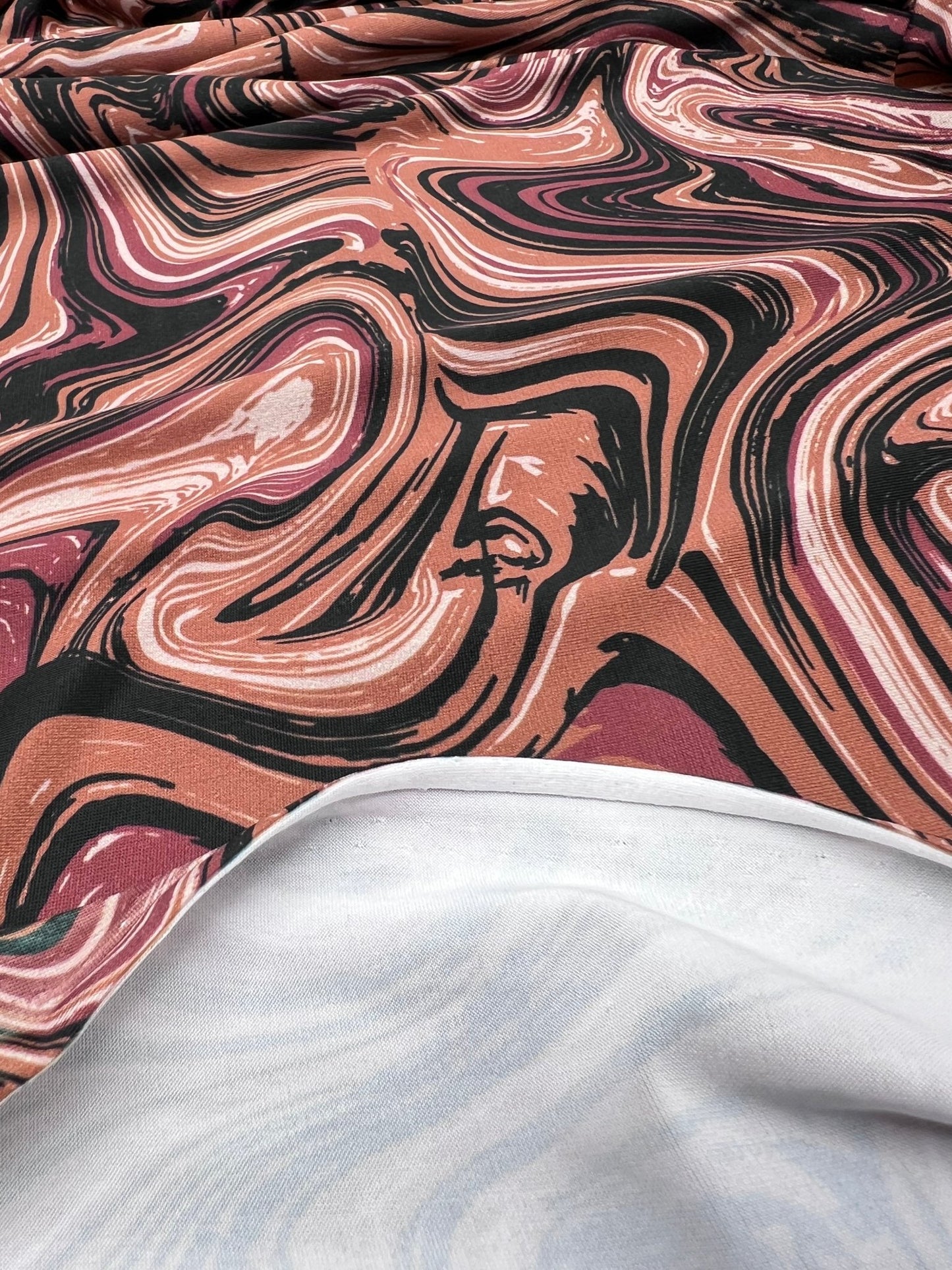 Brown Marble Effect Print Soft Touch 4 Way Stretch Fabric - T9 Fabrics