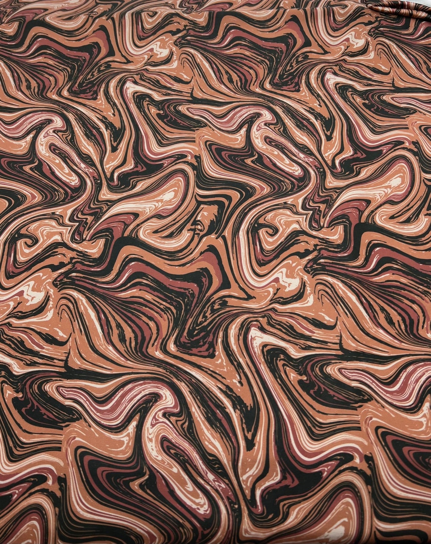 Brown Marble Effect Print Soft Touch 4 Way Stretch Fabric - T9 Fabrics