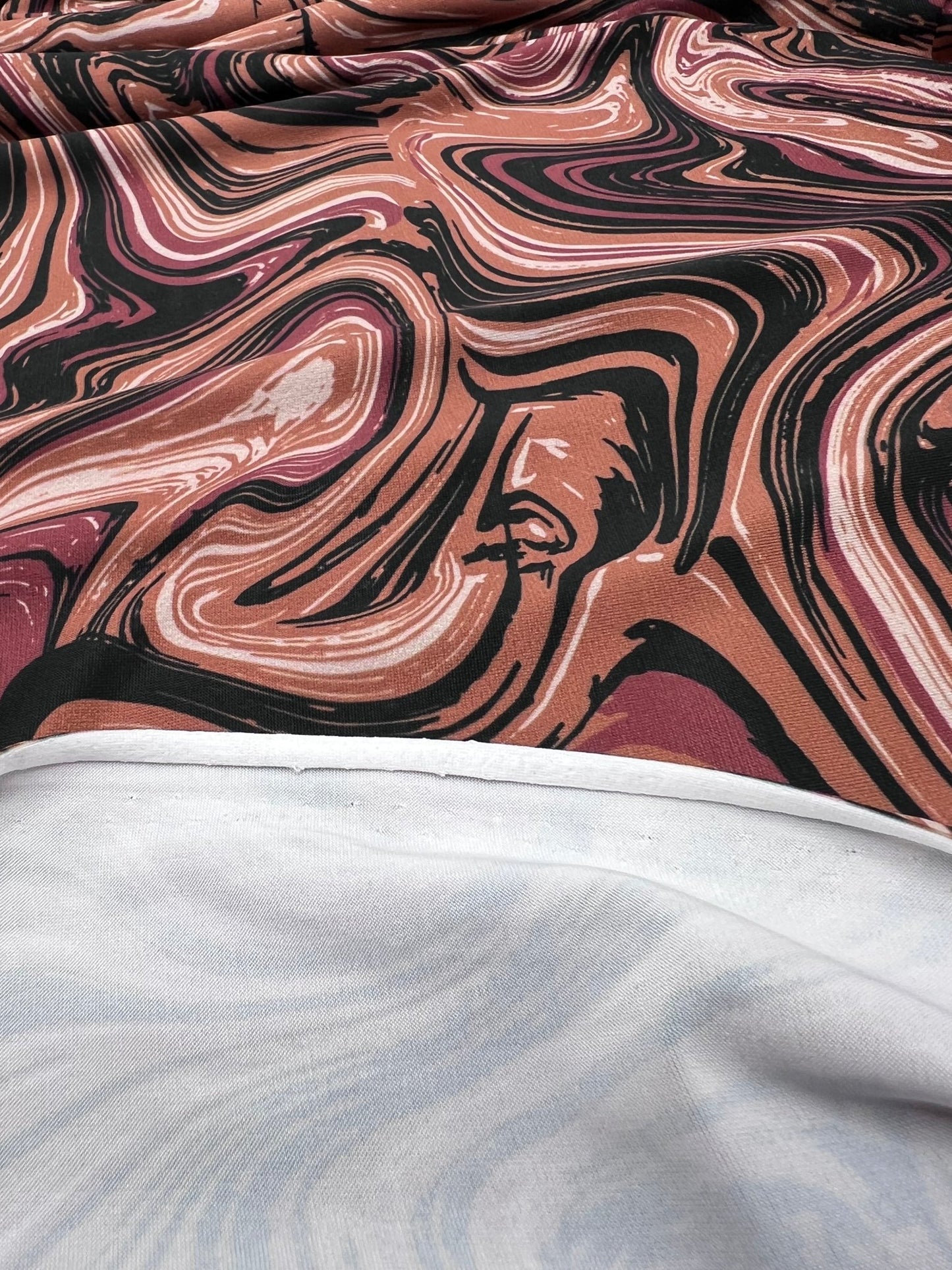 Brown Marble Effect Print Soft Touch 4 Way Stretch Fabric - T9 Fabrics