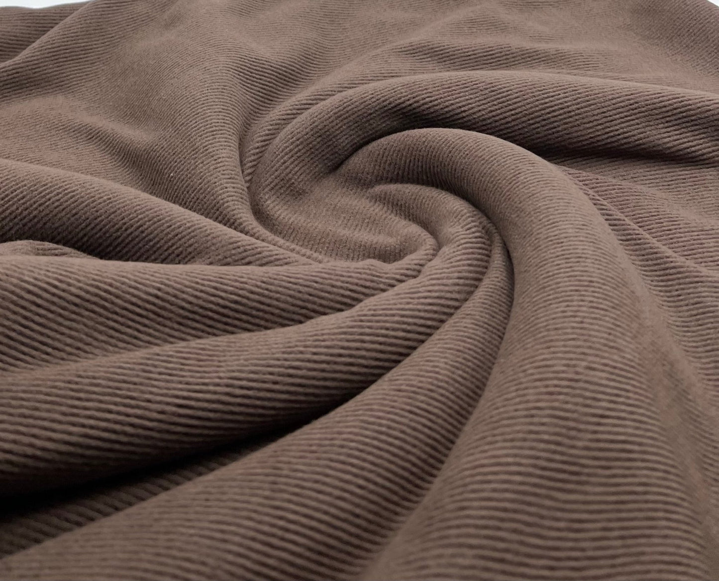 Brown Super Soft Brushed Cosy Fine Rib Stretch Fabric - T9 Fabrics
