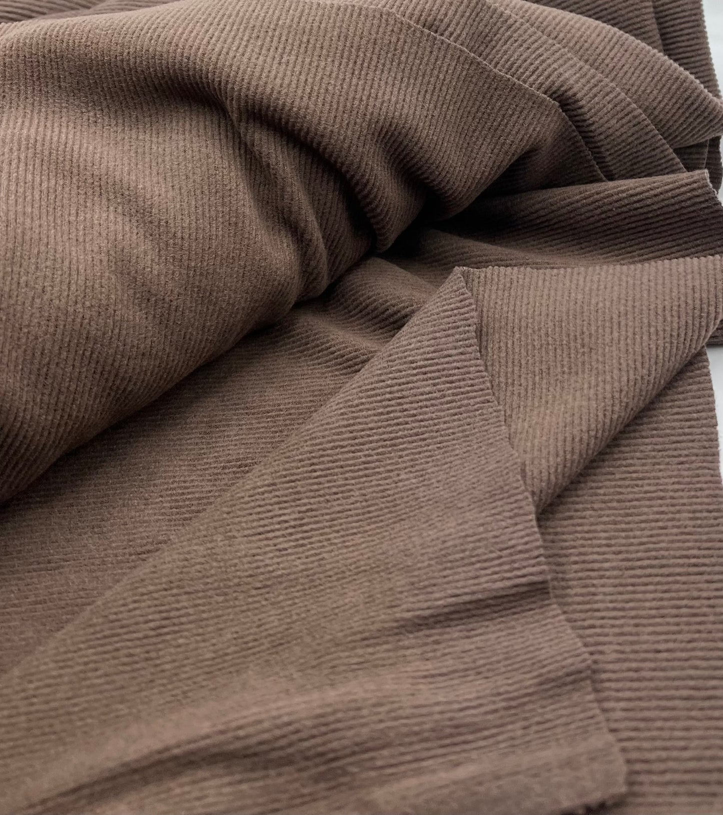 Brown Super Soft Brushed Cosy Fine Rib Stretch Fabric - T9 Fabrics