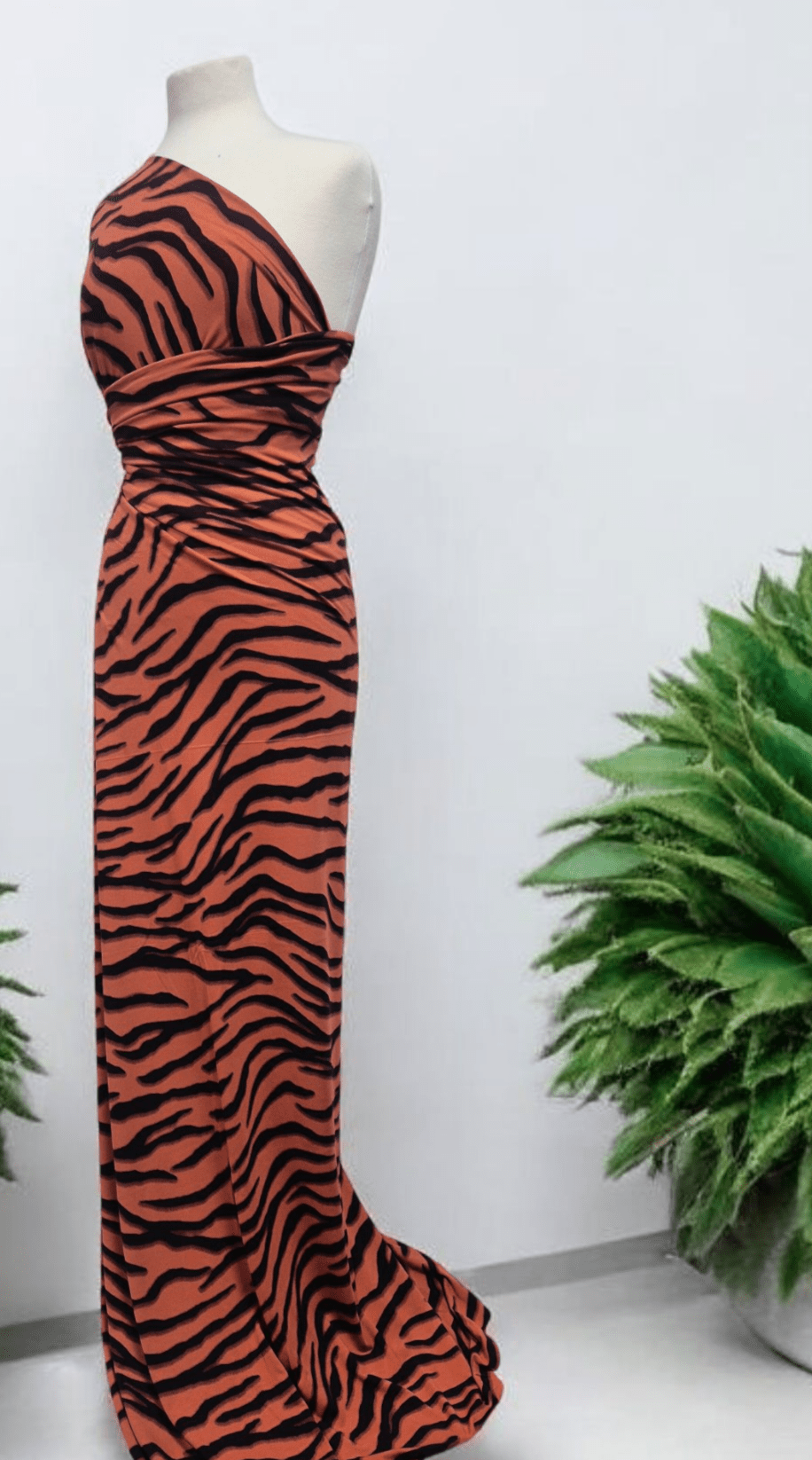 Brown Terracota Animal Print Viscose Elastane Fabric - T9 Fabrics
