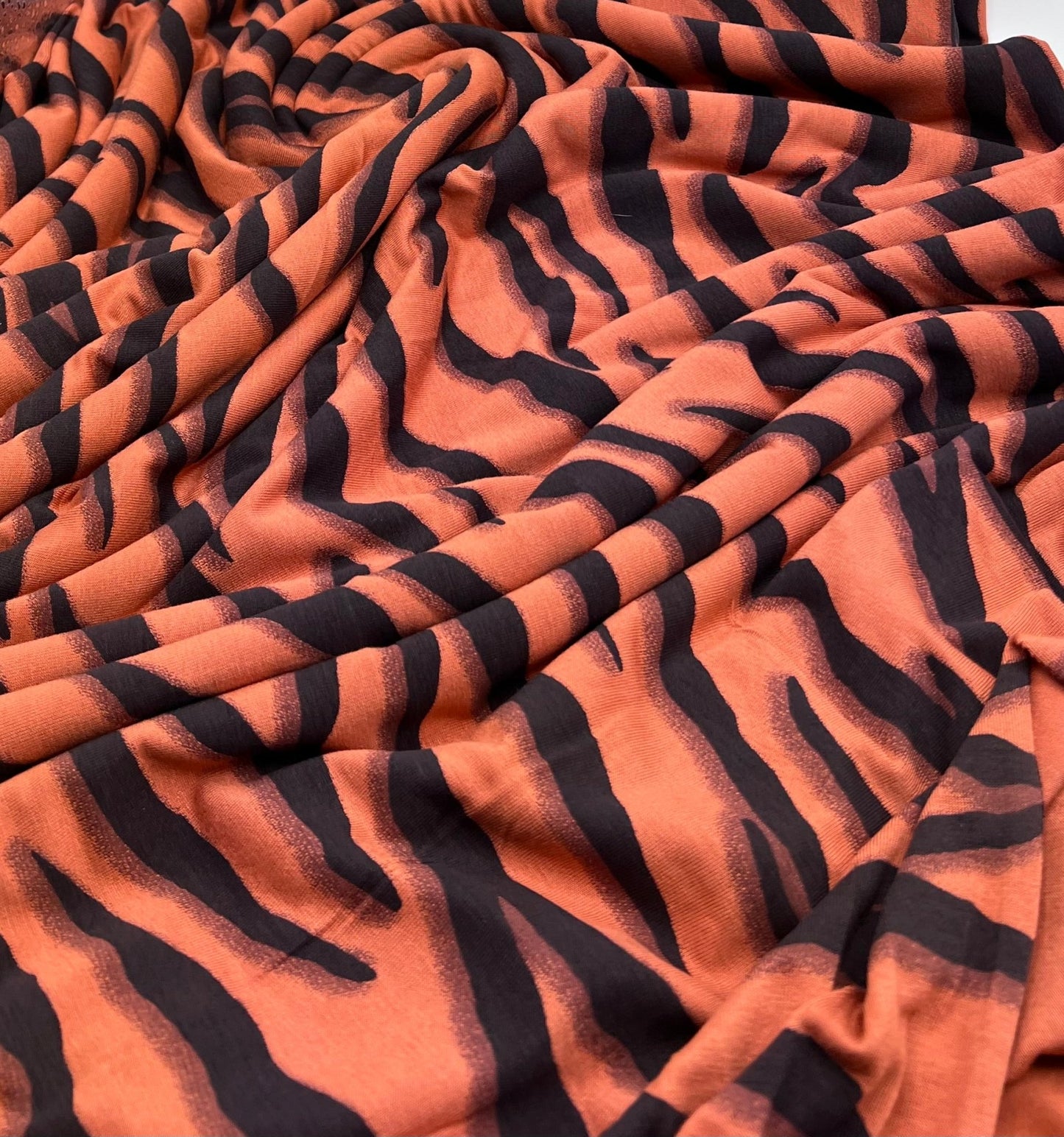 Brown Terracota Animal Print Viscose Elastane Fabric - T9 Fabrics
