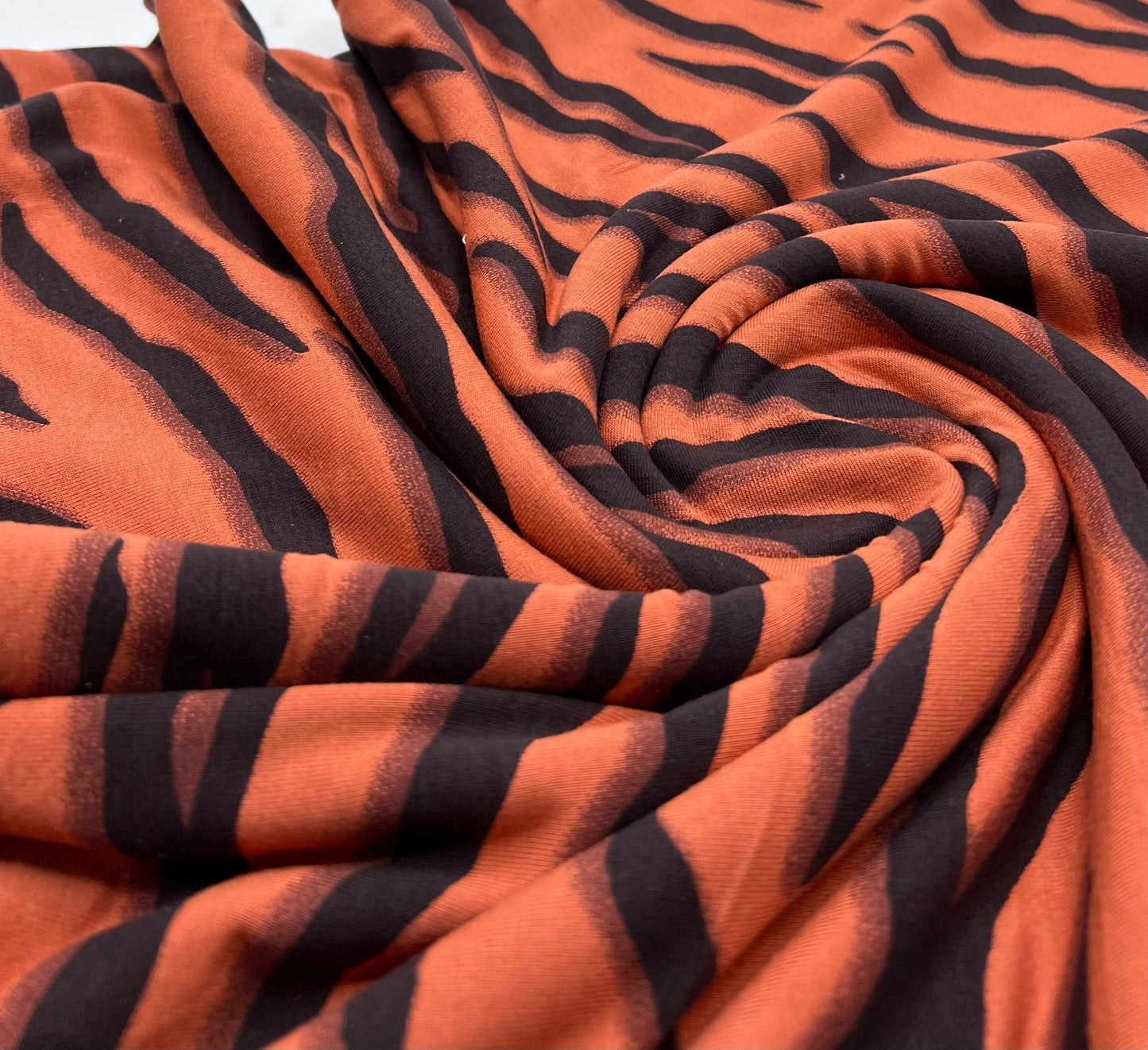 Brown Terracota Animal Print Viscose Elastane Fabric - T9 Fabrics