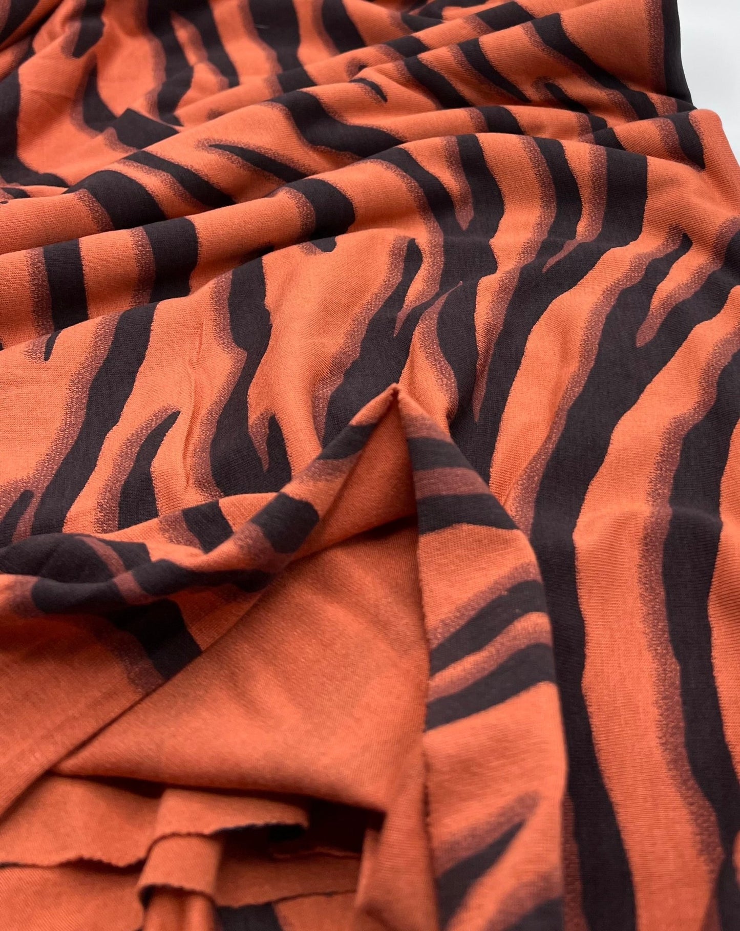 Brown Terracota Animal Print Viscose Elastane Fabric - T9 Fabrics