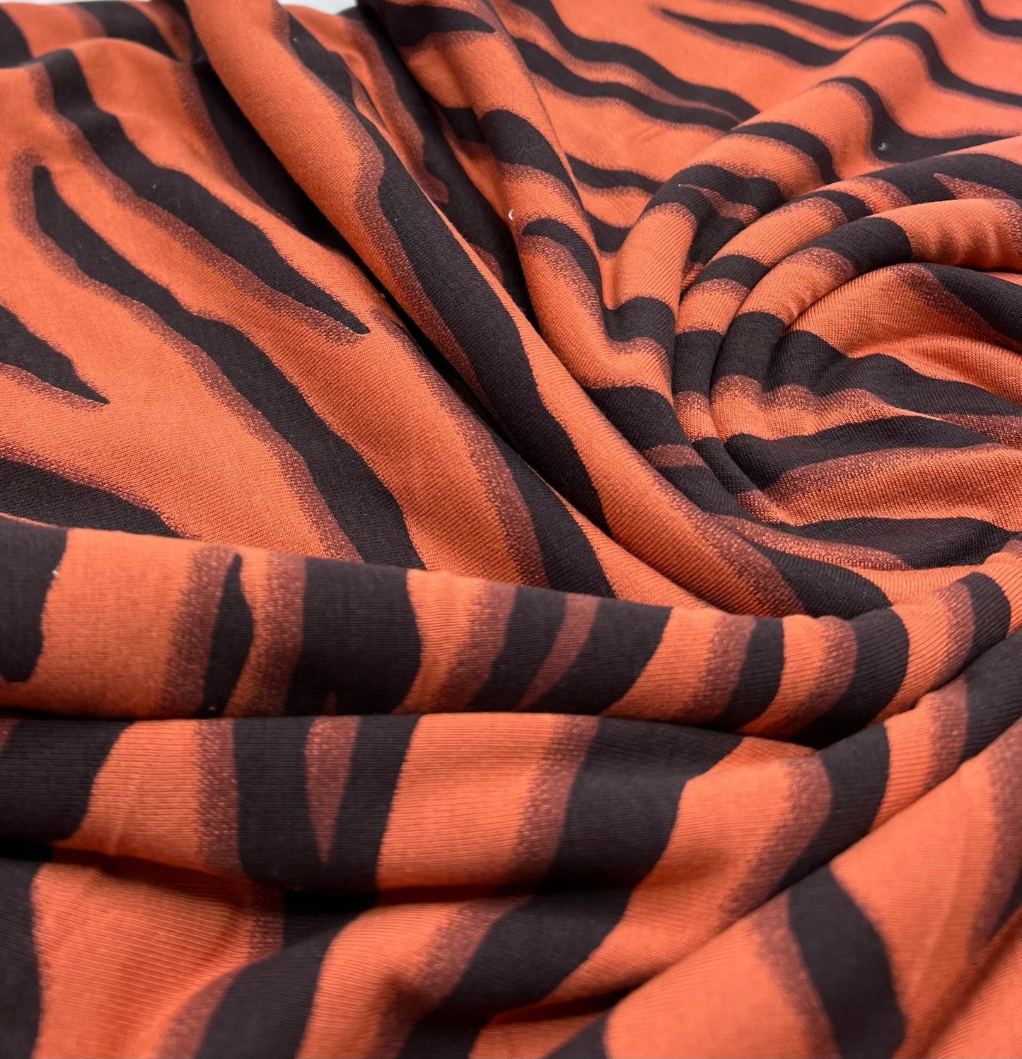 Brown Terracota Animal Print Viscose Elastane Fabric - T9 Fabrics