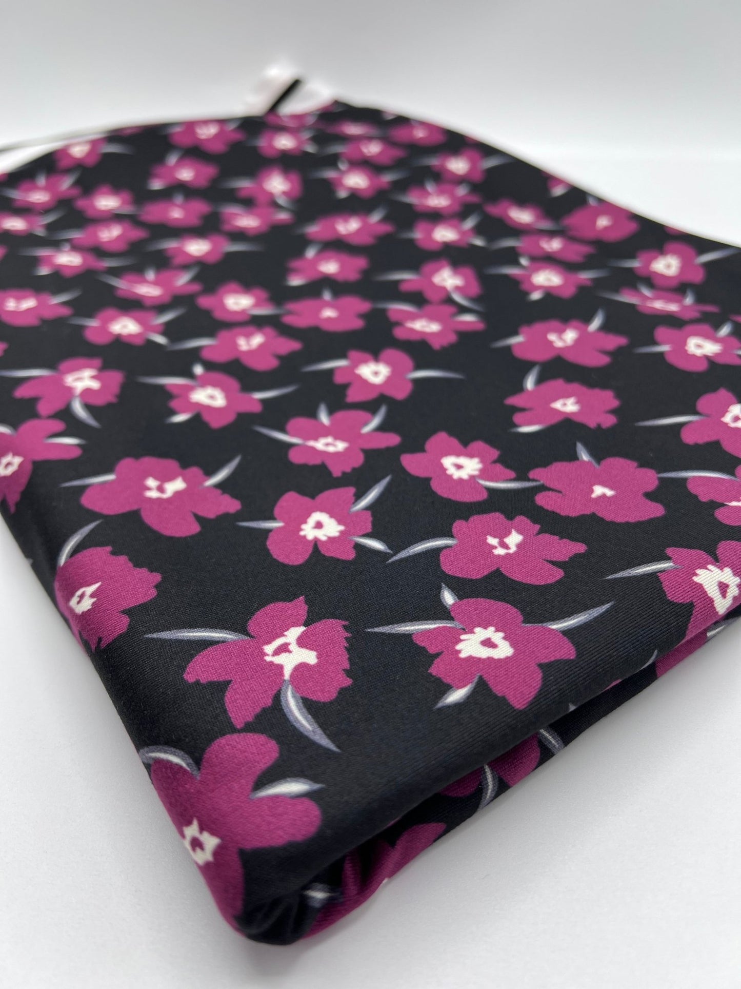 Burgundy Black Floral Print Super Soft Spun Poly Stretch Fabric - T9 Fabrics