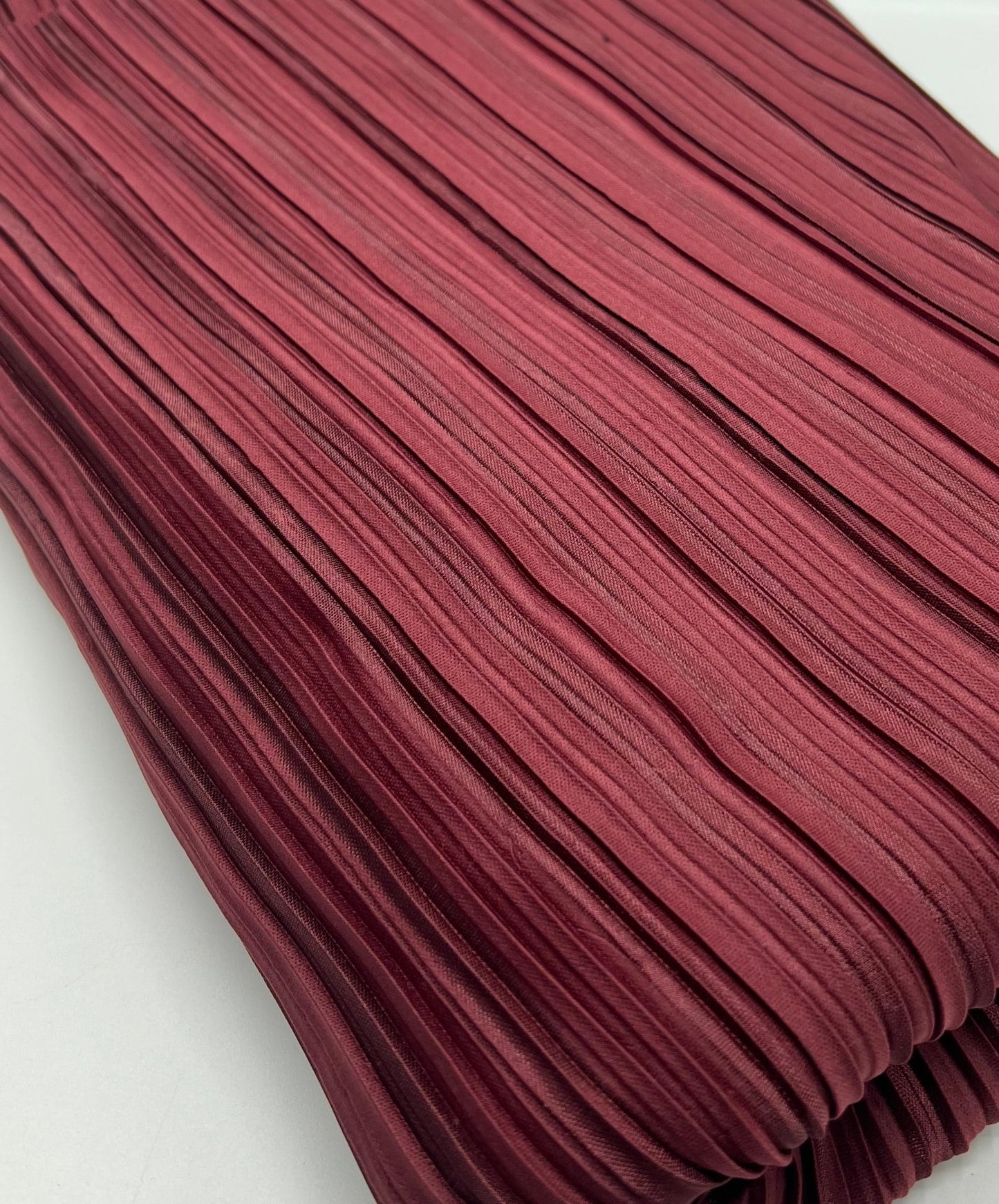 Burgundy Wide Plisse Pleated Stretch Fabric - T9 Fabrics