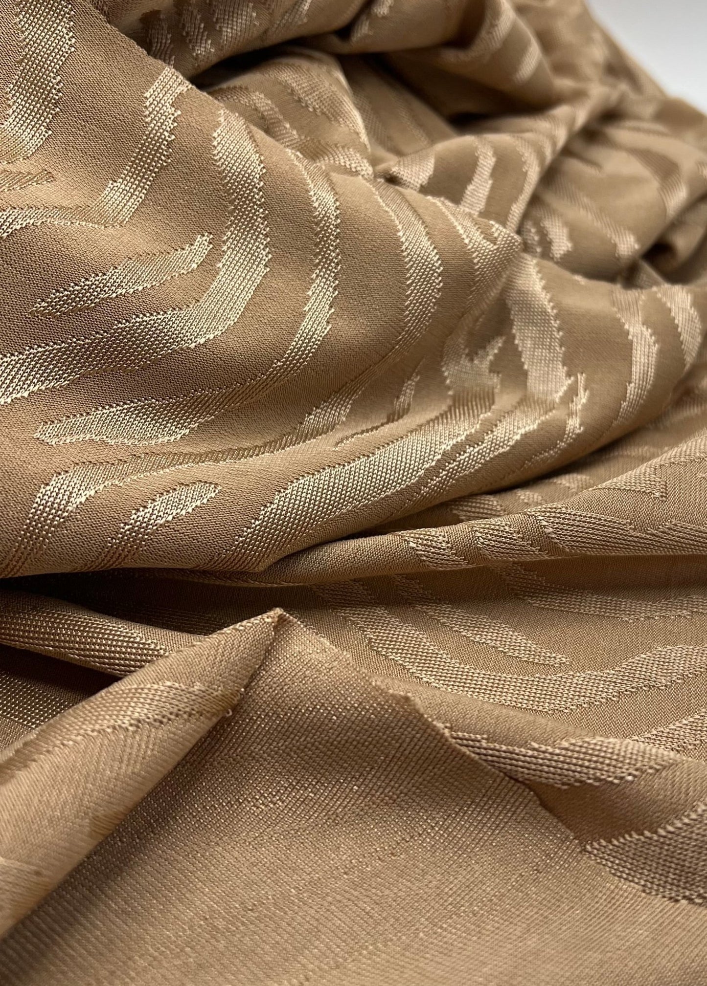 Camel Slinky Zebra Jacquard Stretch Fabric - T9 Fabrics