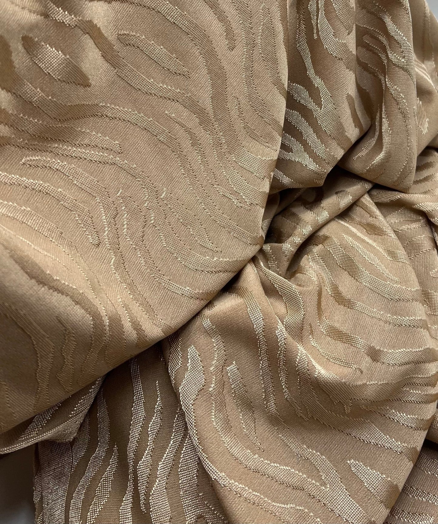 Camel Slinky Zebra Jacquard Stretch Fabric - T9 Fabrics