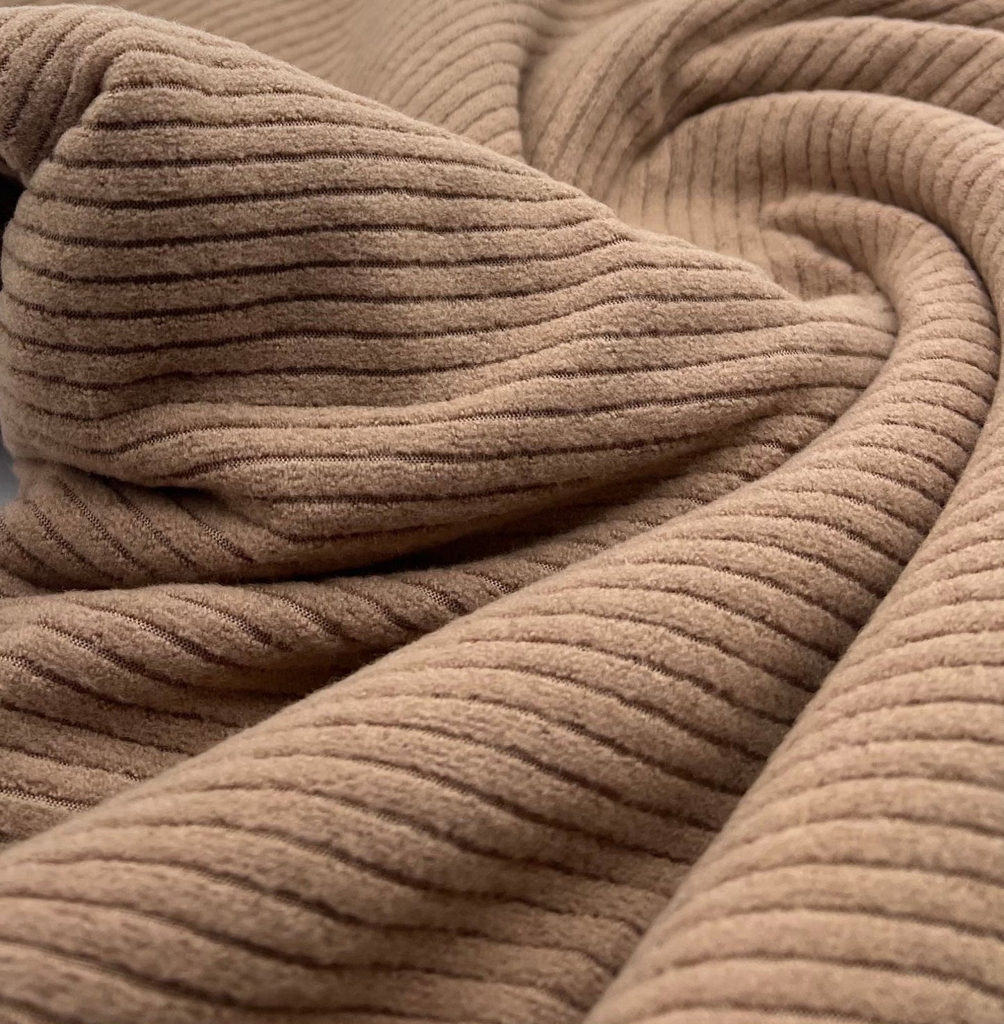 Camel Soft Brushed Cosy Wide Rib Stretch Fabric - T9 Fabrics