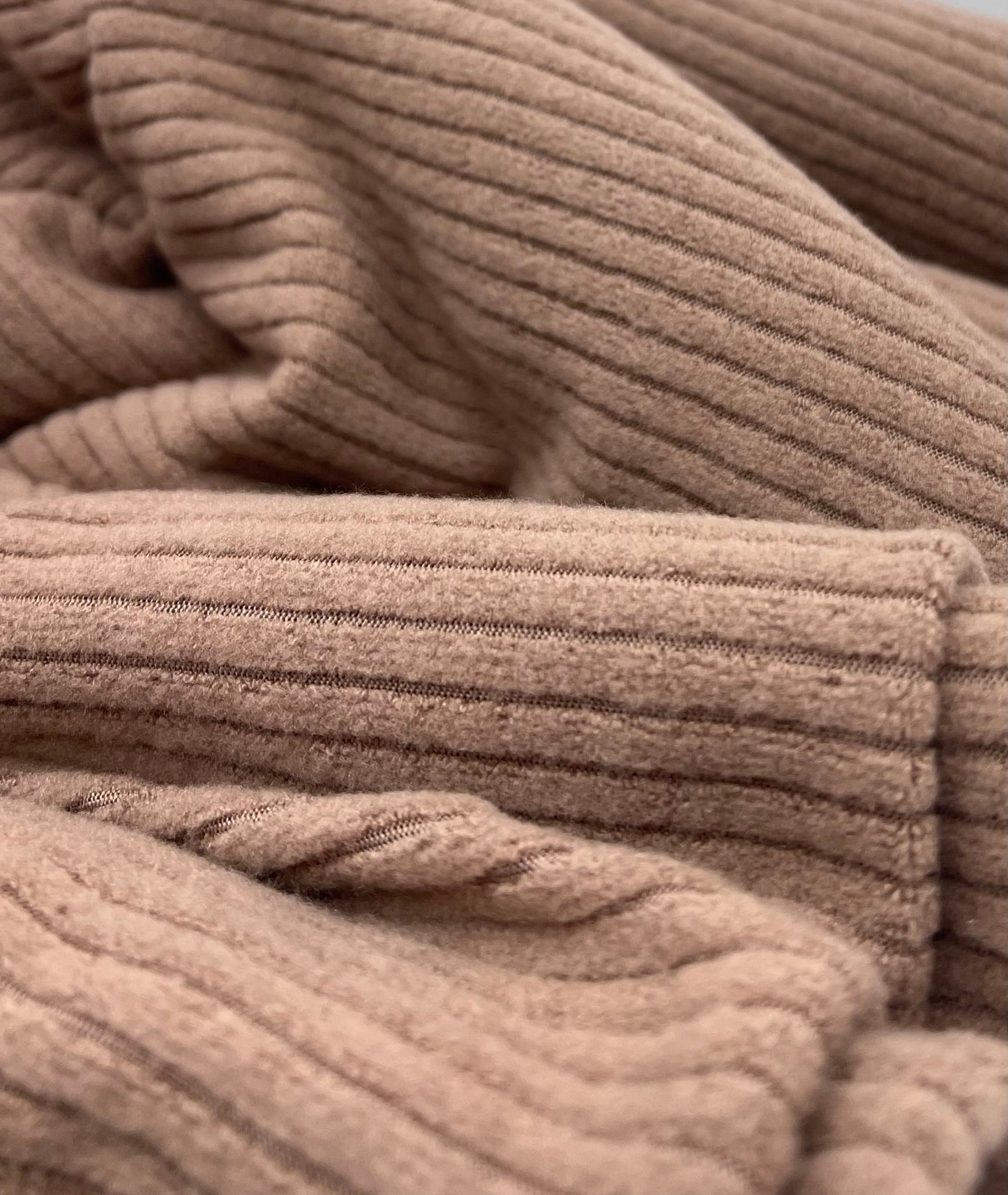 Camel Soft Brushed Cosy Wide Rib Stretch Fabric - T9 Fabrics