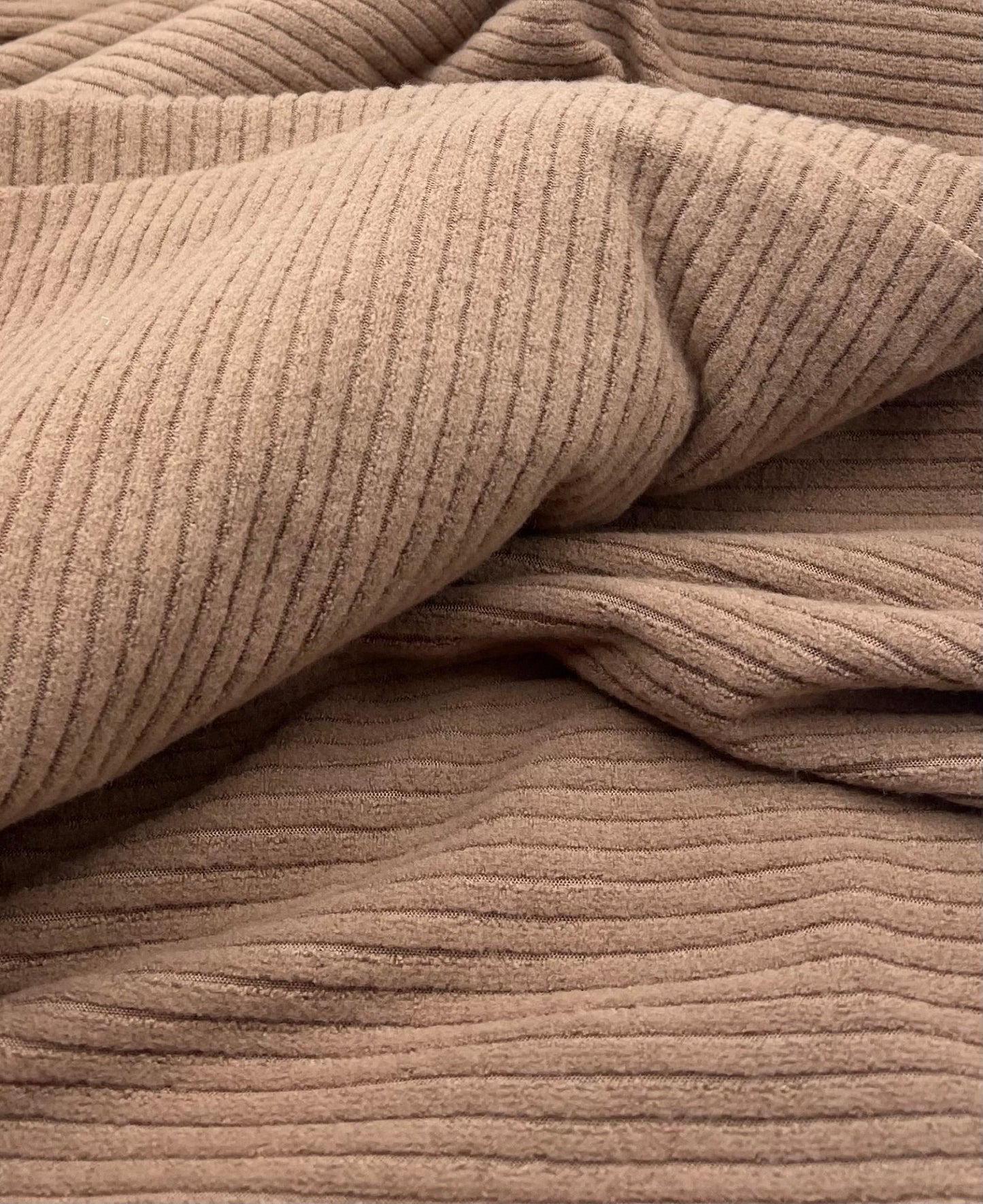 Camel Soft Brushed Cosy Wide Rib Stretch Fabric - T9 Fabrics