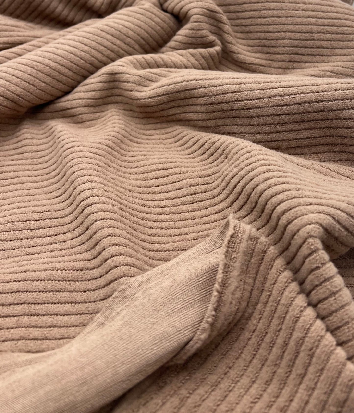 Camel Soft Brushed Cosy Wide Rib Stretch Fabric - T9 Fabrics