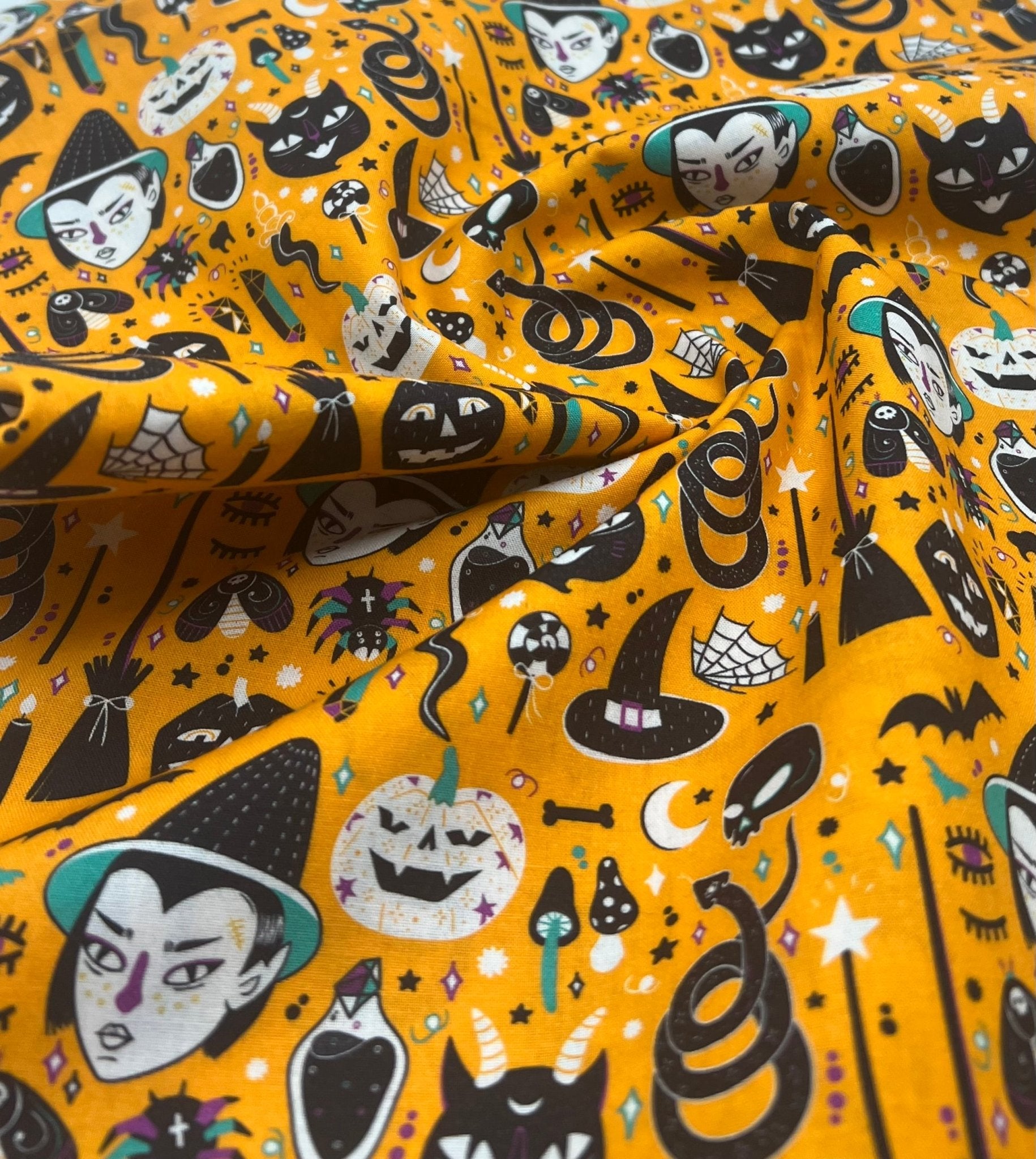 Cartoon Witchcraft Halloween Cotton 115 GSM 100% Cotton Fabric - T9 Fabrics