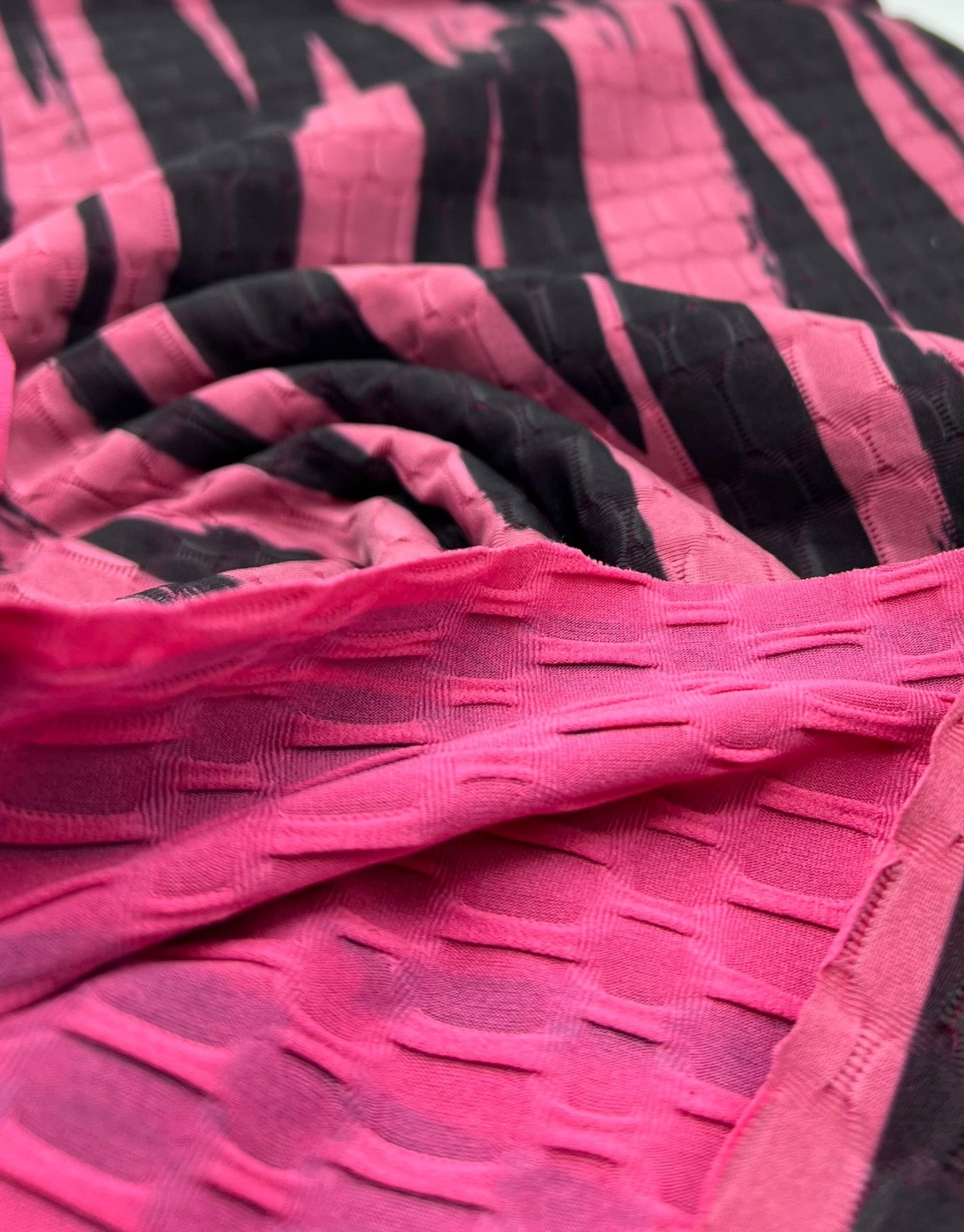 Cerise Black Print 2 Way Yoga Gym Sports Stretch Fabric - T9 Fabrics