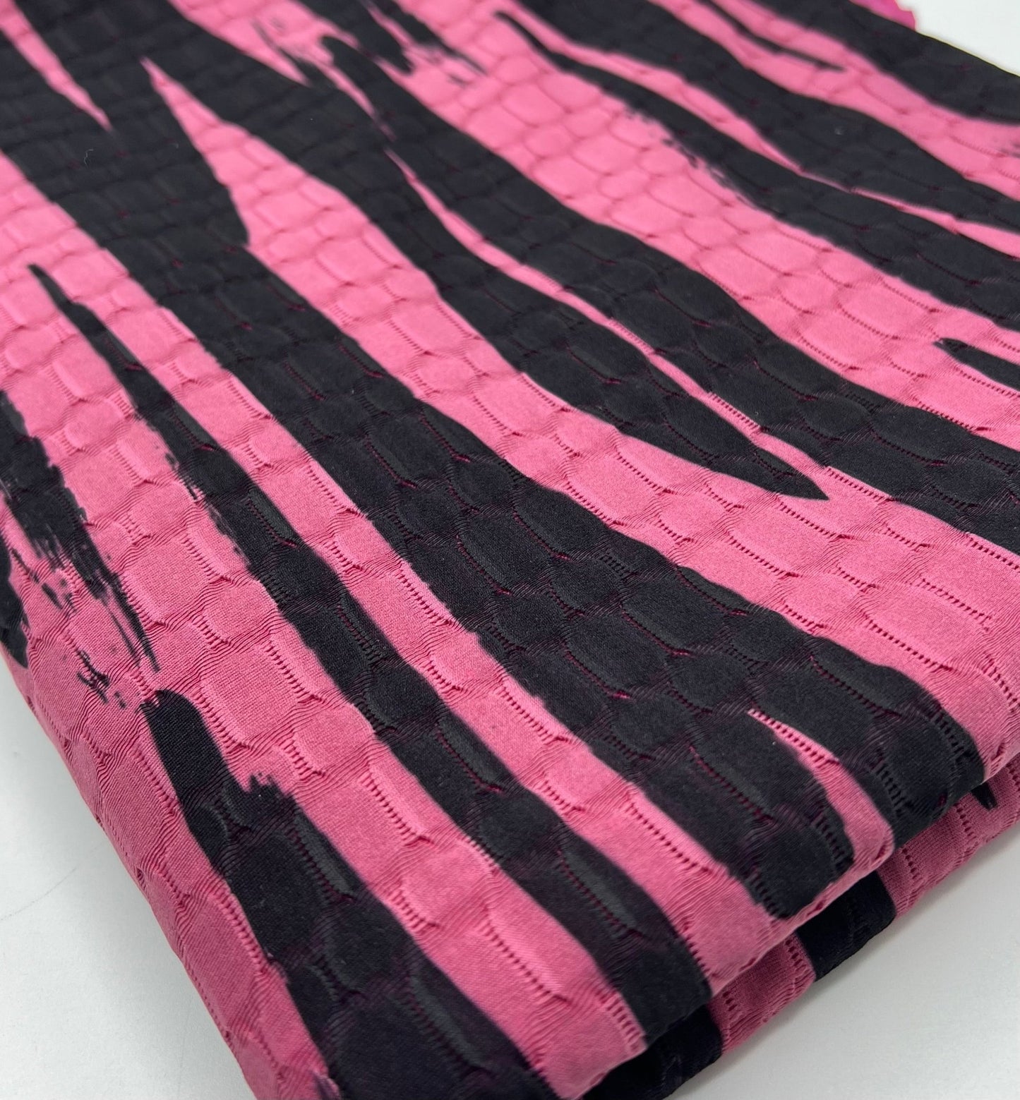 Cerise Black Print 2 Way Yoga Gym Sports Stretch Fabric - T9 Fabrics