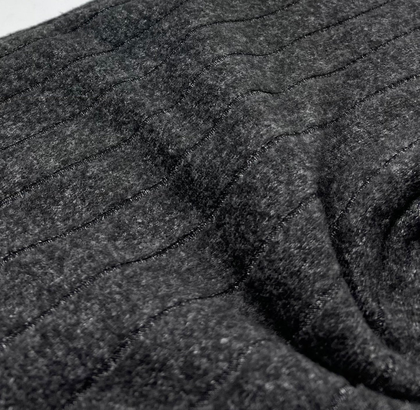 Charcoal Grey Thick Brushed Cosy Wide Rib Stretch Fabric - T9 Fabrics