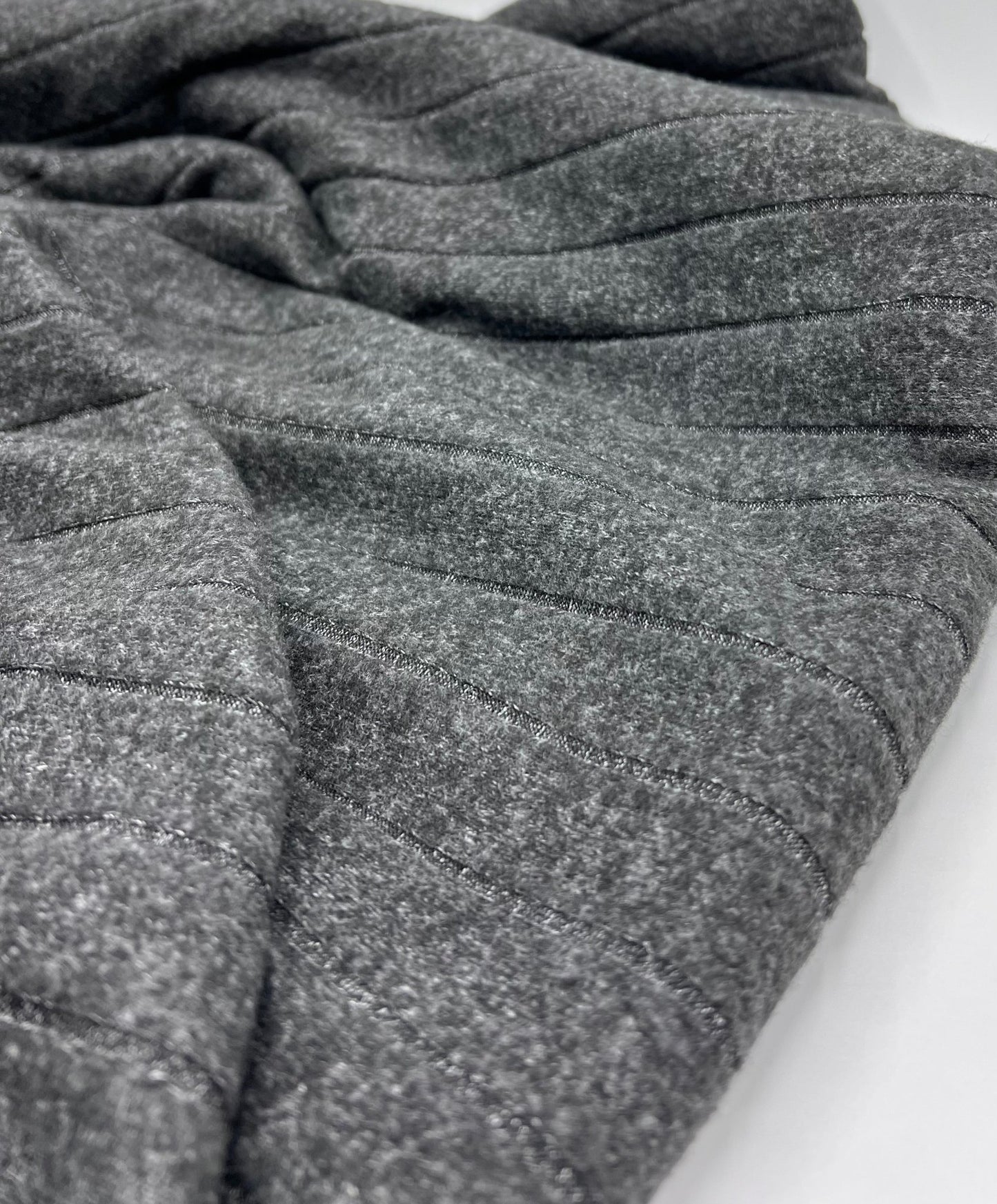 Charcoal Grey Thick Brushed Cosy Wide Rib Stretch Fabric - T9 Fabrics