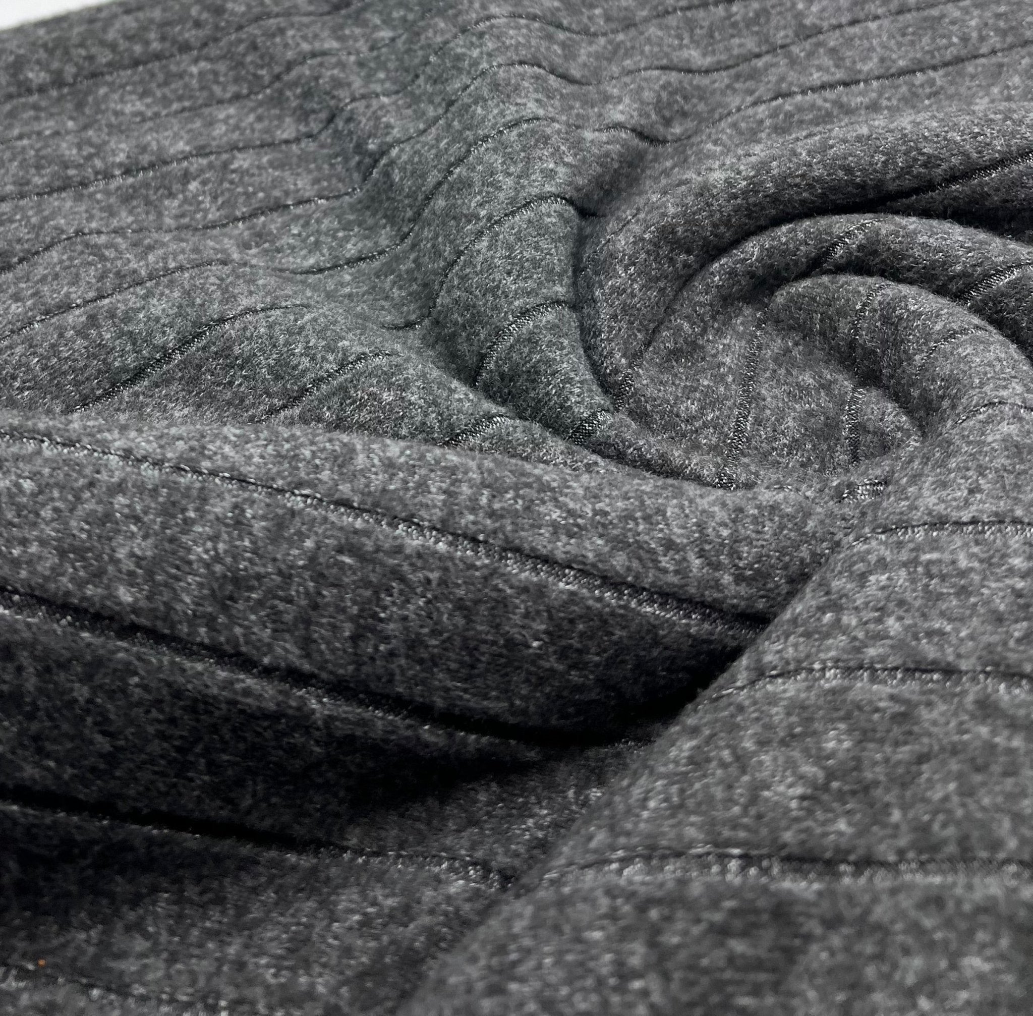 Charcoal Grey Thick Brushed Cosy Wide Rib Stretch Fabric - T9 Fabrics