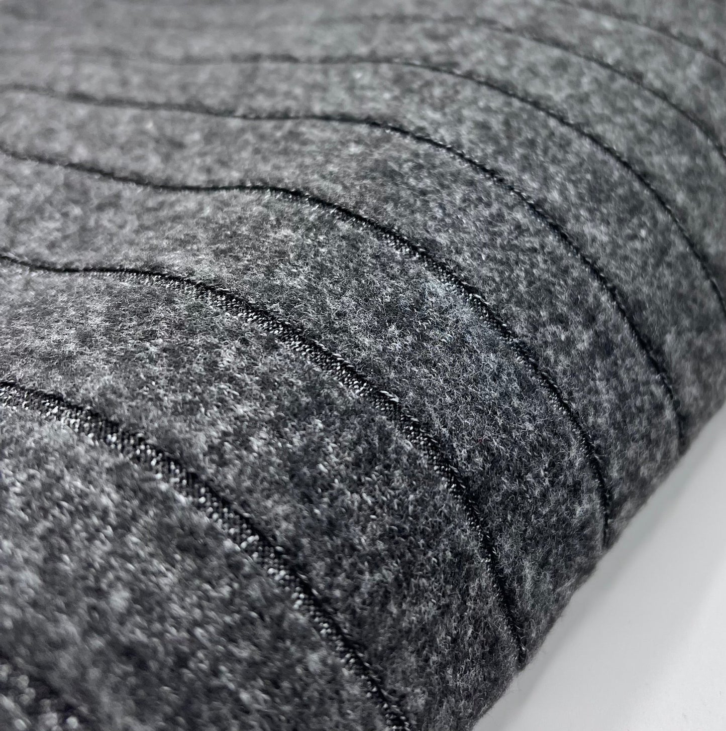 Charcoal Grey Thick Brushed Cosy Wide Rib Stretch Fabric - T9 Fabrics